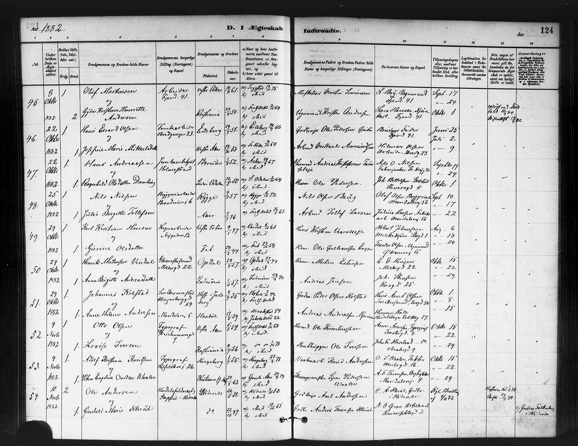 Jakob prestekontor Kirkebøker, AV/SAO-A-10850/F/Fa/L0004: Parish register (official) no. 4, 1880-1894, p. 124