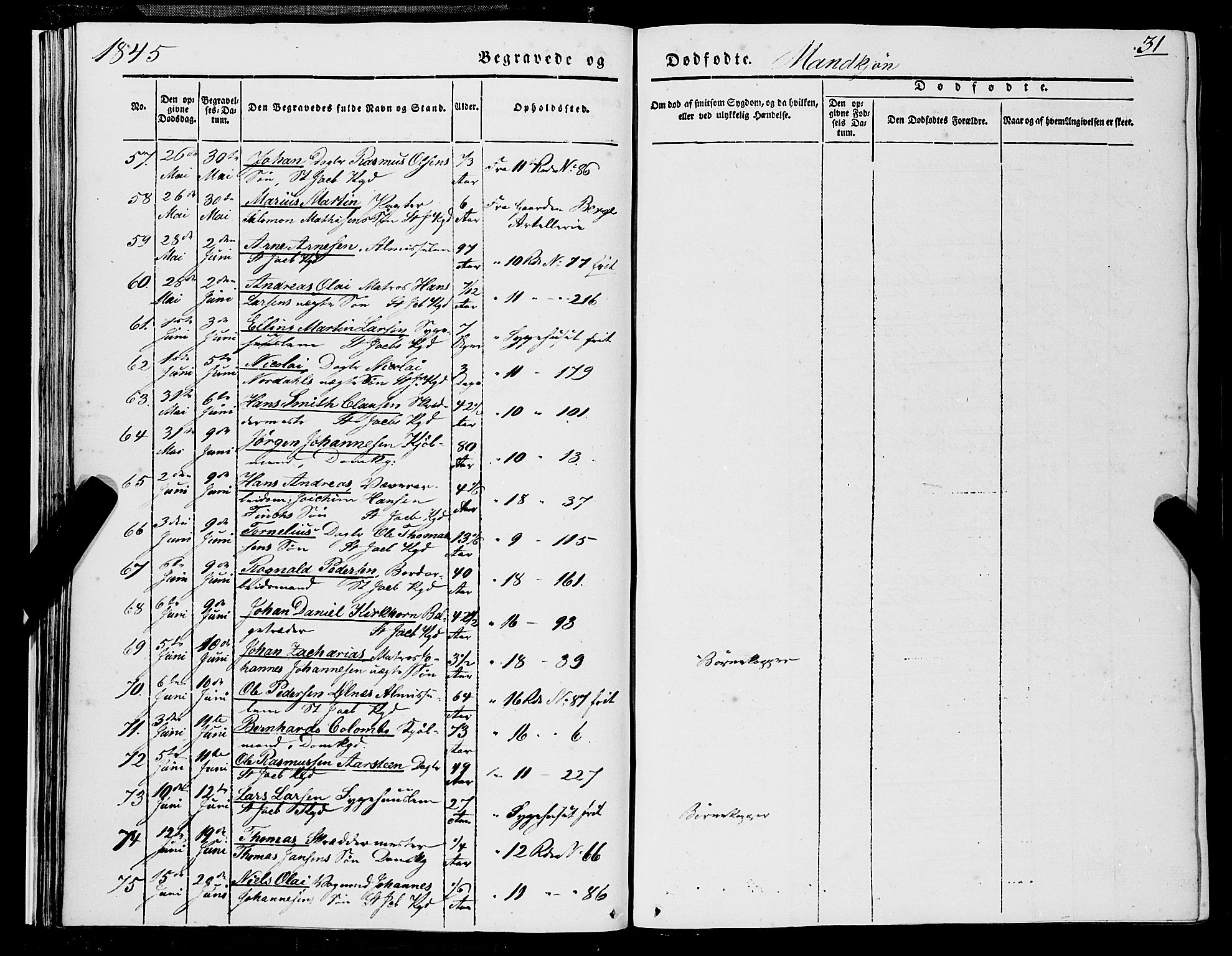 Domkirken sokneprestembete, SAB/A-74801/H/Haa/L0040: Parish register (official) no. E 1, 1841-1853, p. 31
