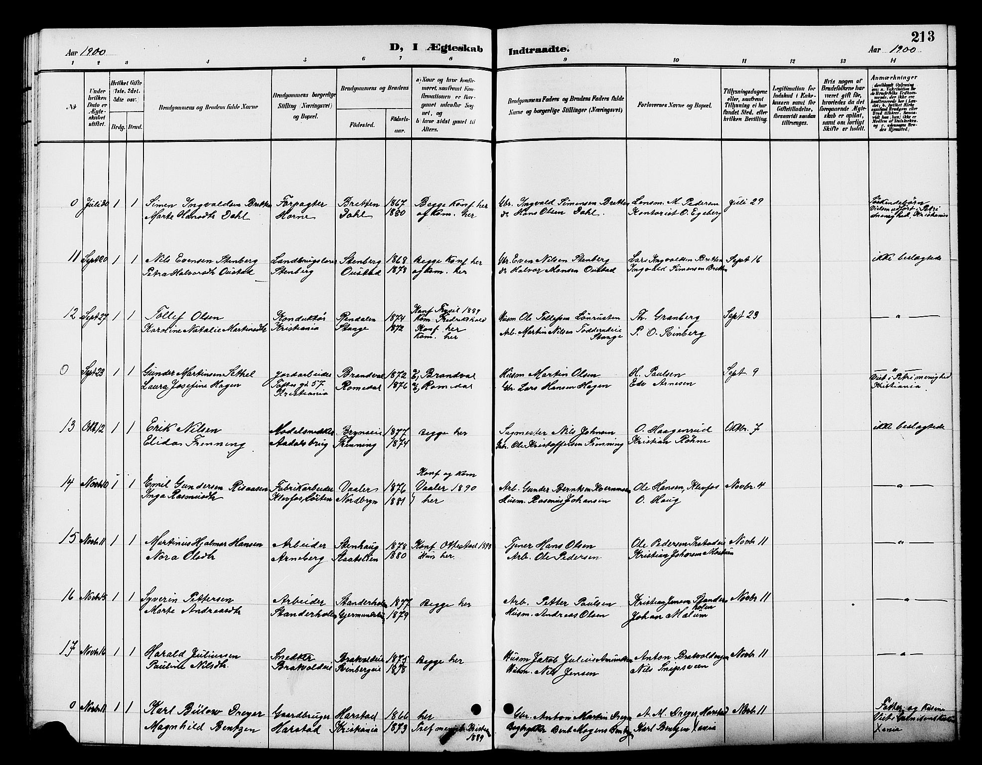 Romedal prestekontor, SAH/PREST-004/L/L0012: Parish register (copy) no. 12, 1896-1914, p. 213