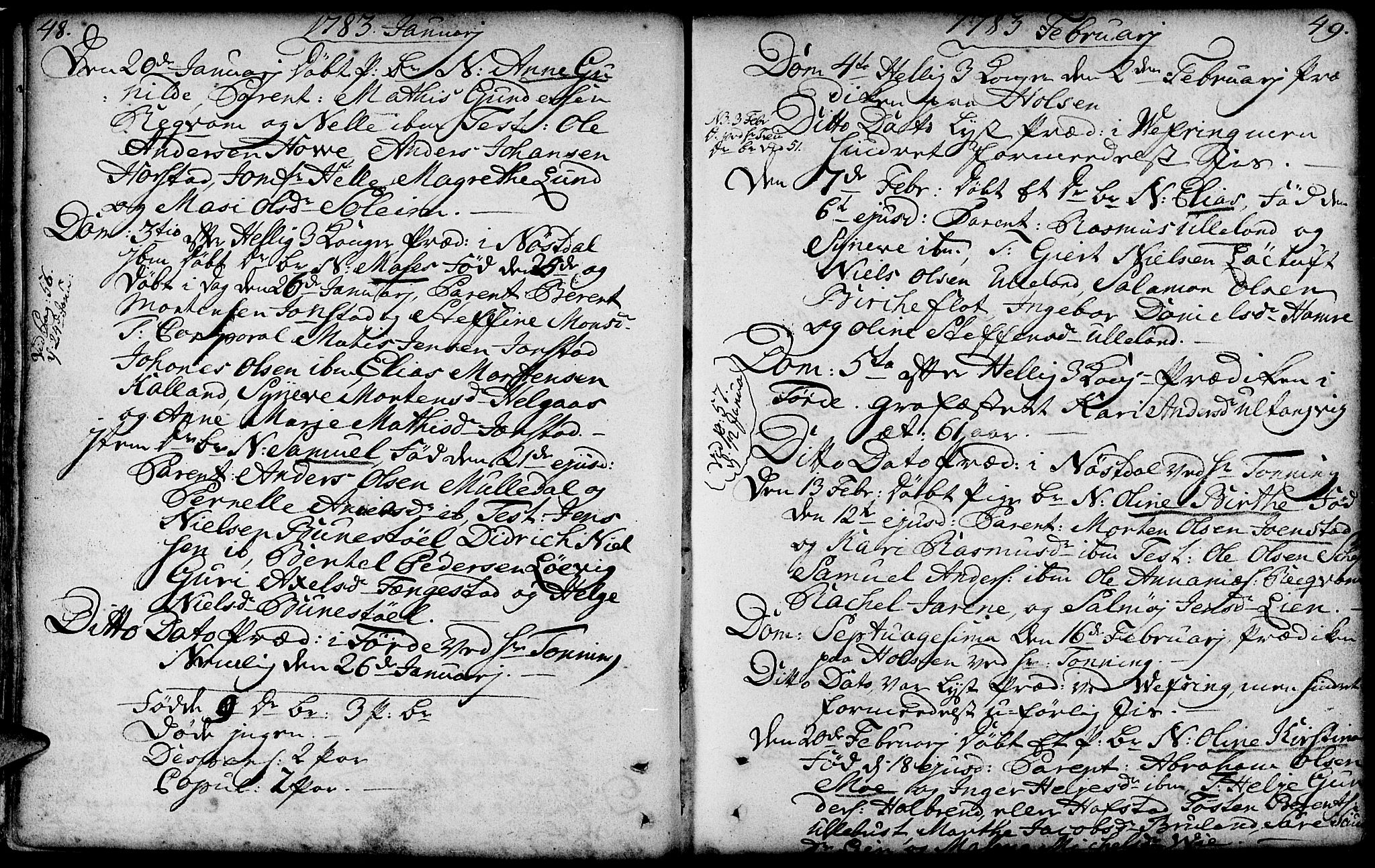 Førde sokneprestembete, AV/SAB-A-79901/H/Haa/Haaa/L0004: Parish register (official) no. A 4, 1781-1803, p. 48-49