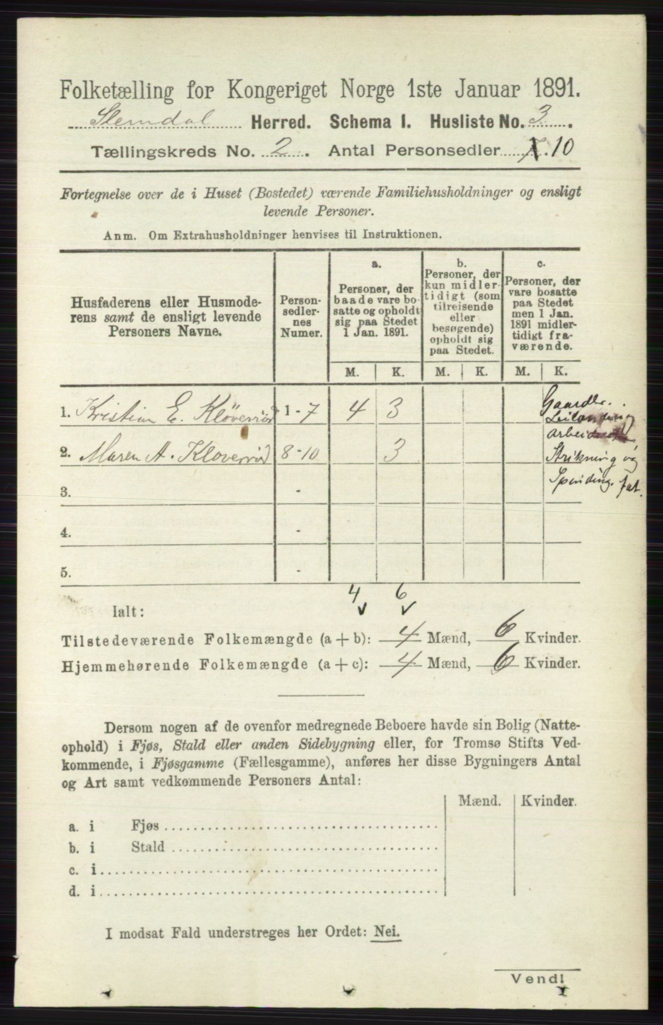 RA, 1891 census for 0811 Slemdal, 1891, p. 312