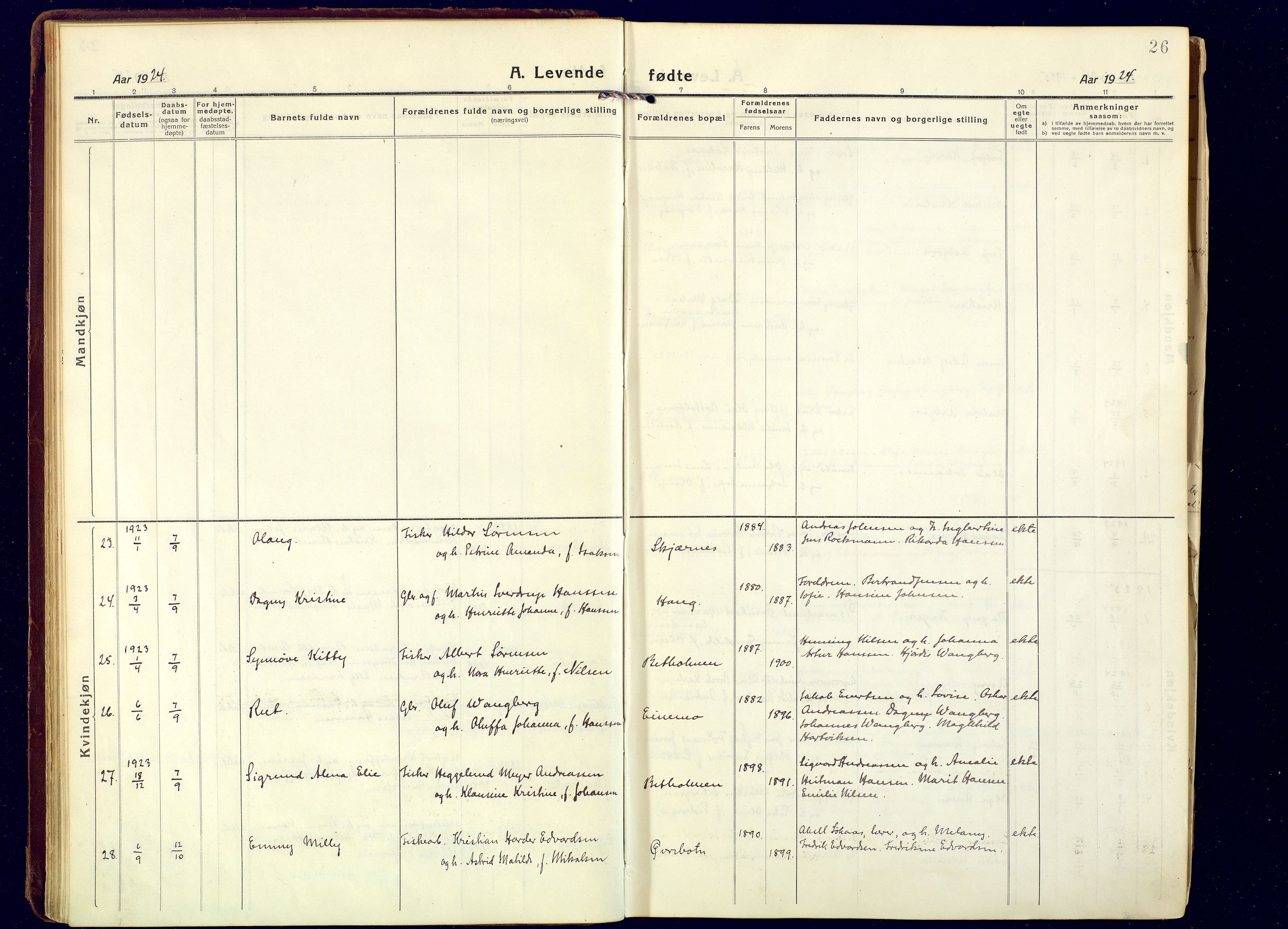 Tranøy sokneprestkontor, AV/SATØ-S-1313/I/Ia/Iaa/L0016kirke: Parish register (official) no. 16, 1919-1932, p. 26