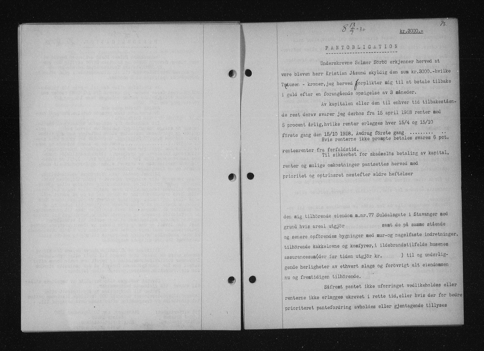 Stavanger byfogd, AV/SAST-A-101408/001/4/41/410/410BB/L0058: Mortgage book no. 48, 1930-1931, Deed date: 13.09.1930