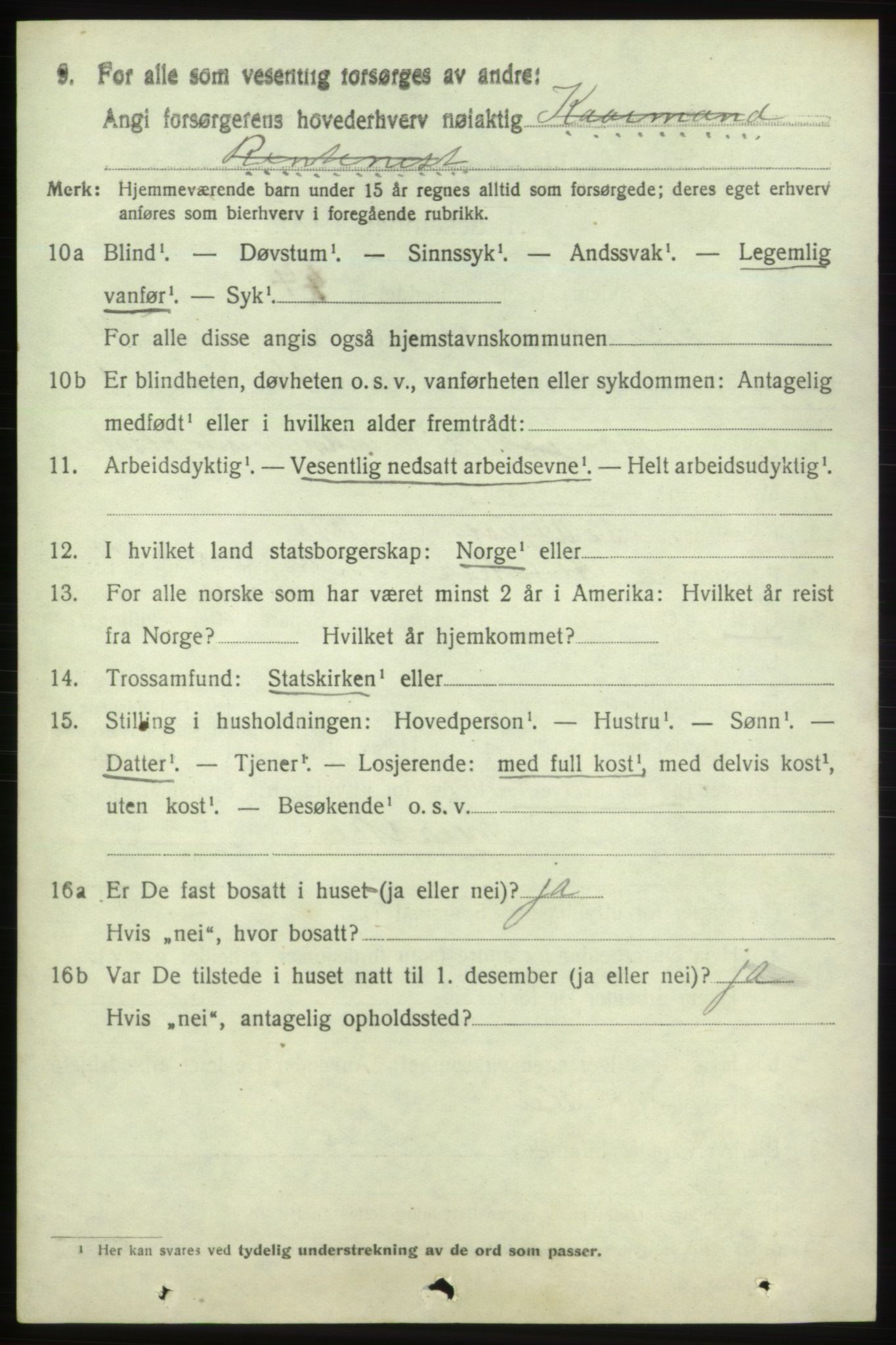 SAB, 1920 census for Skånevik, 1920, p. 6160