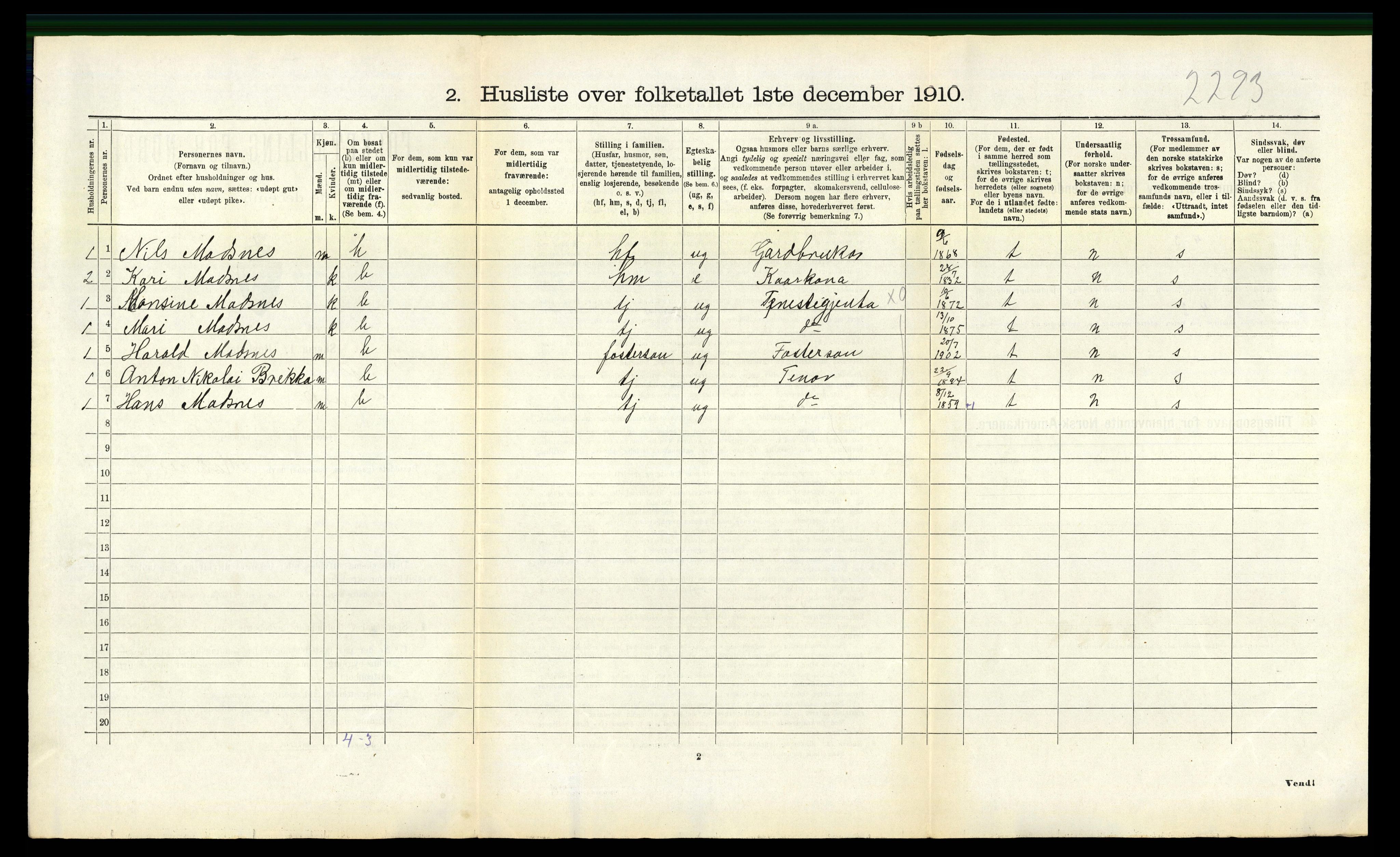 RA, 1910 census for Lavik, 1910, p. 318