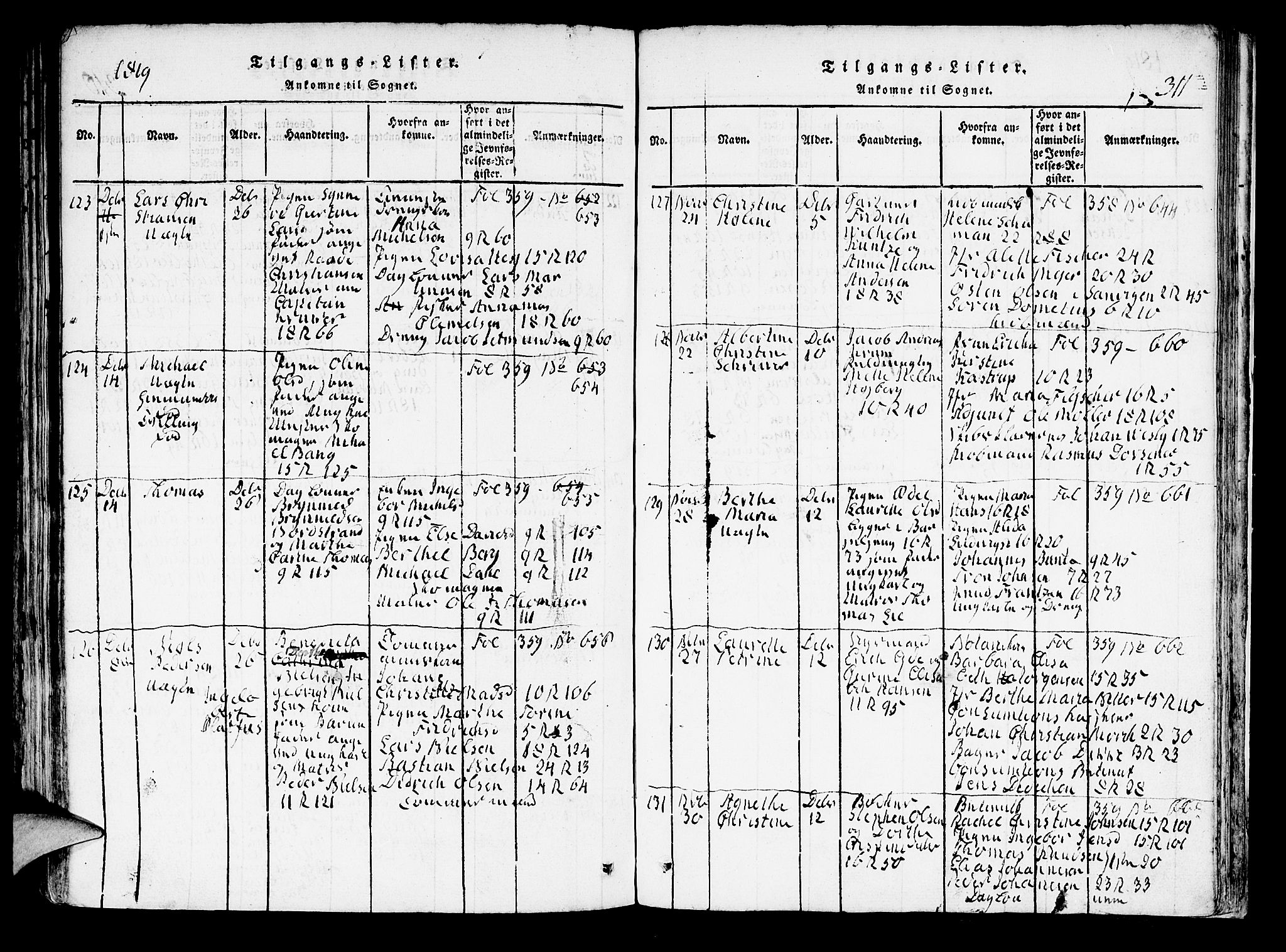 Domkirken sokneprestembete, AV/SAB-A-74801/H/Hab/L0001: Parish register (copy) no. A 1, 1816-1821, p. 311