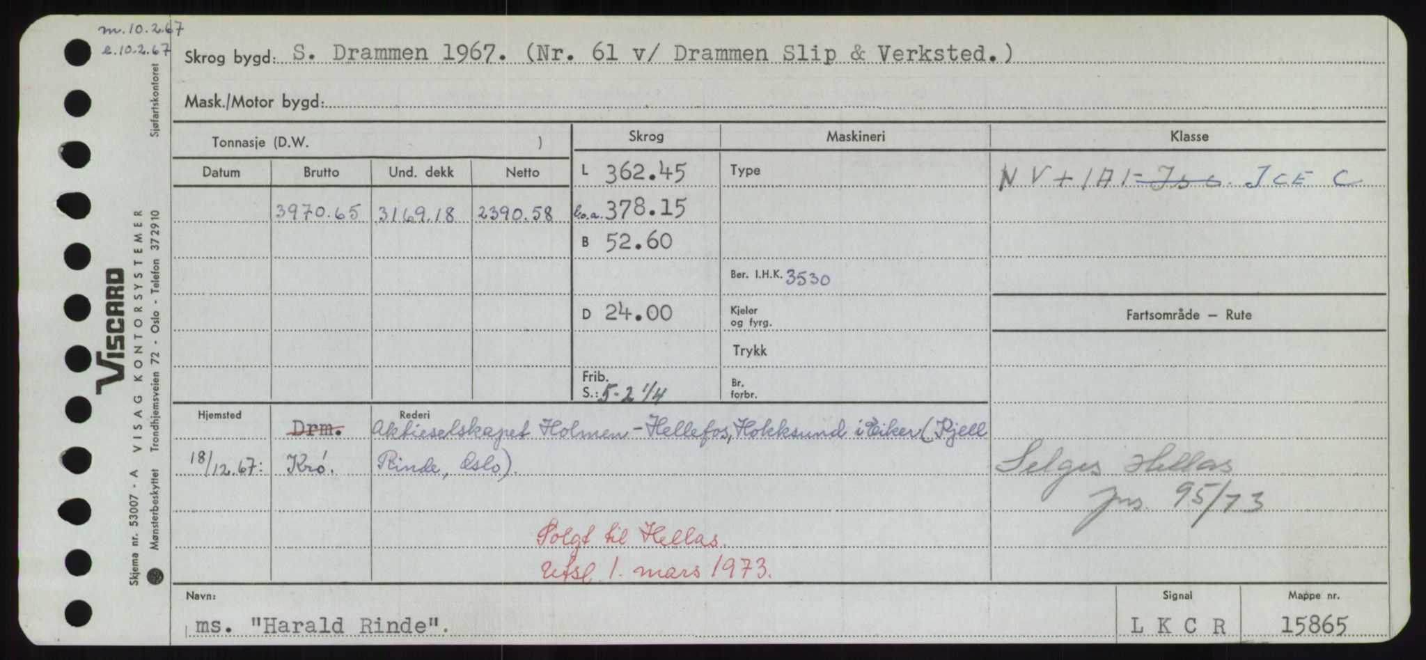 Sjøfartsdirektoratet med forløpere, Skipsmålingen, RA/S-1627/H/Hd/L0014: Fartøy, H-Havl, p. 289