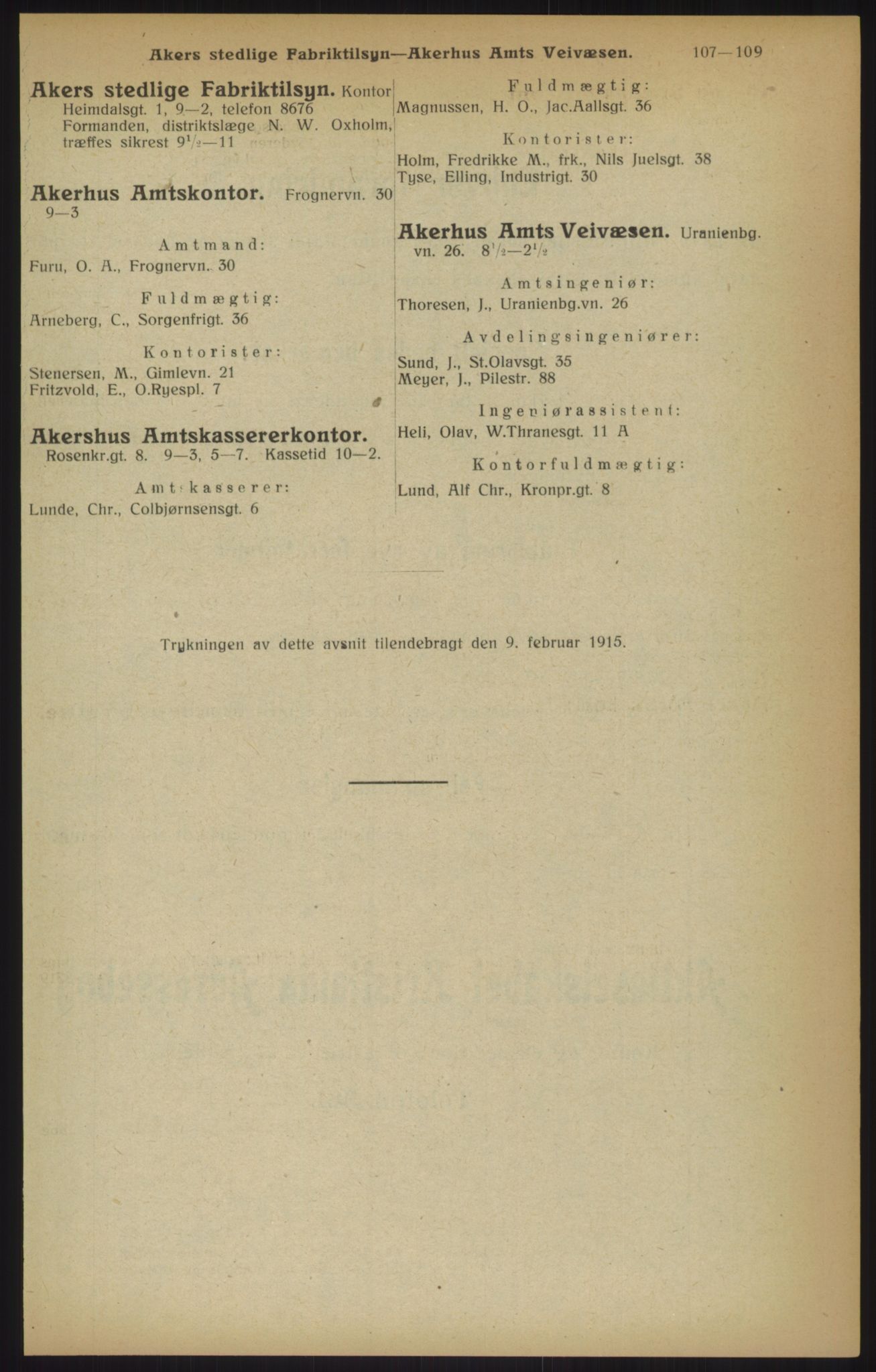 Kristiania/Oslo adressebok, PUBL/-, 1915, p. 107