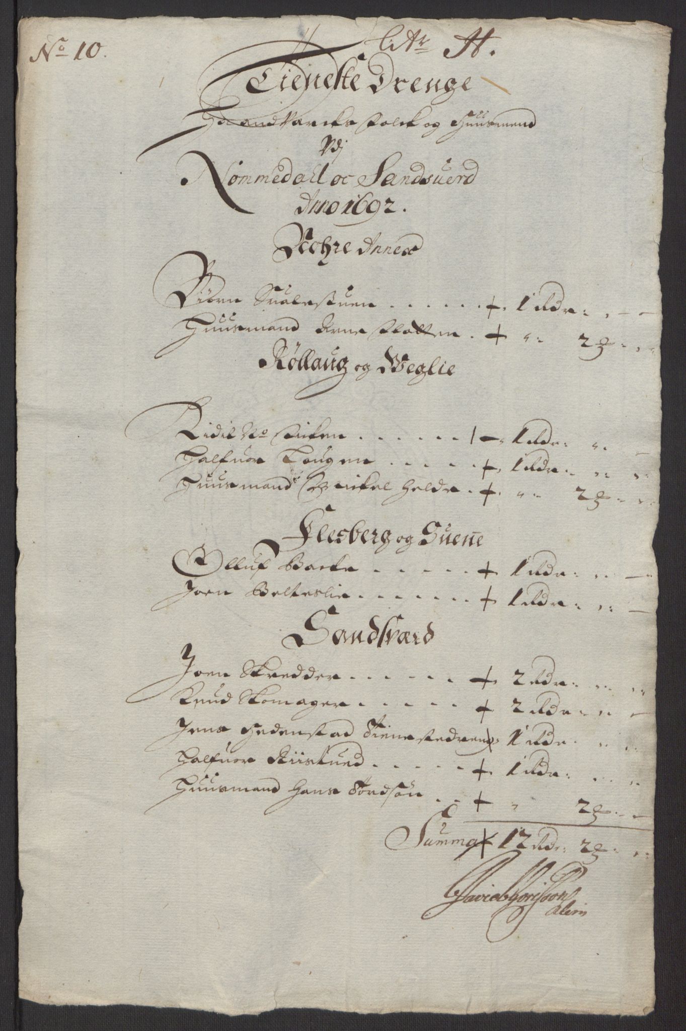 Rentekammeret inntil 1814, Reviderte regnskaper, Fogderegnskap, RA/EA-4092/R24/L1575: Fogderegnskap Numedal og Sandsvær, 1692-1695, p. 100