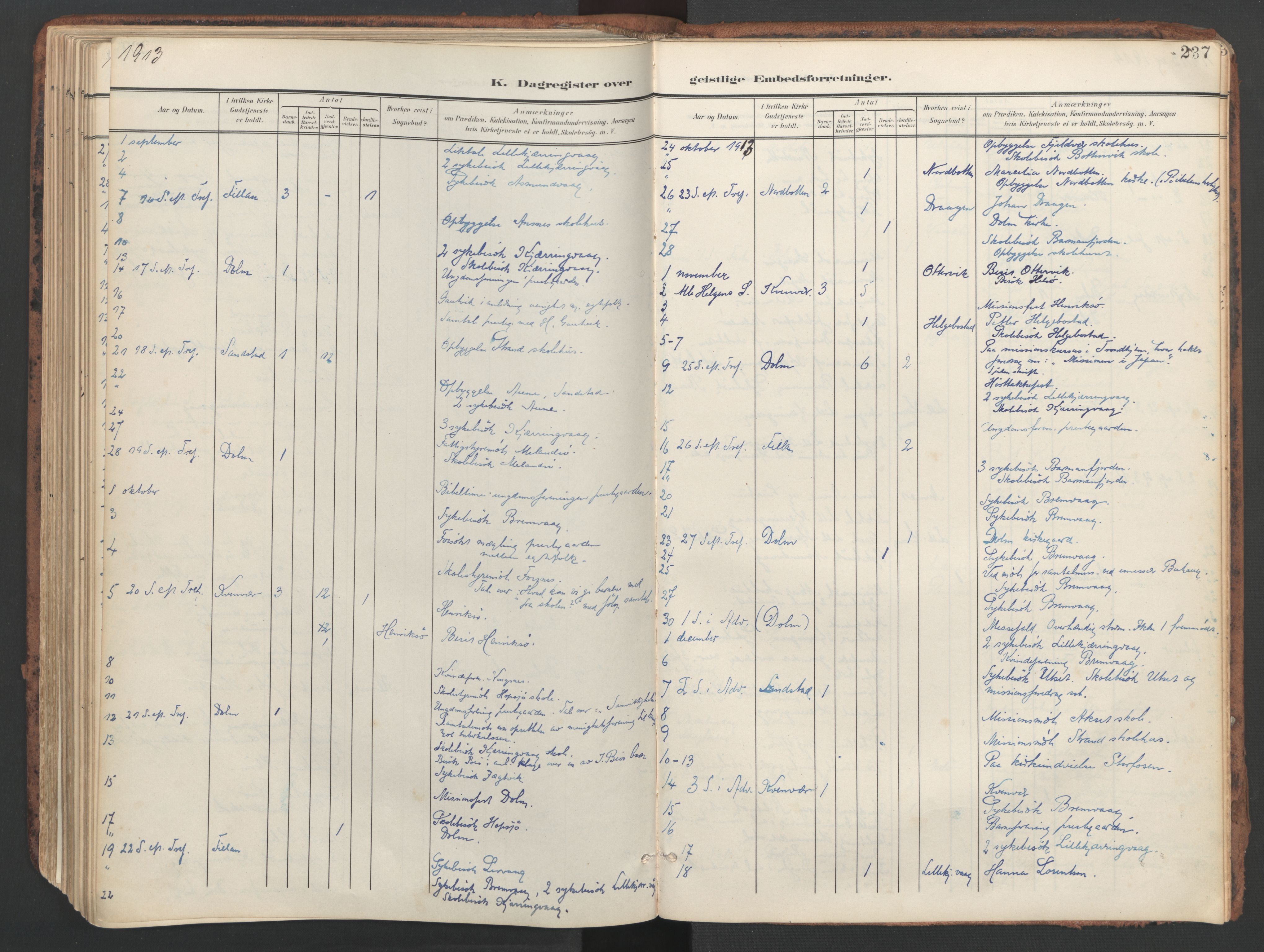 Ministerialprotokoller, klokkerbøker og fødselsregistre - Sør-Trøndelag, SAT/A-1456/634/L0537: Parish register (official) no. 634A13, 1896-1922, p. 237