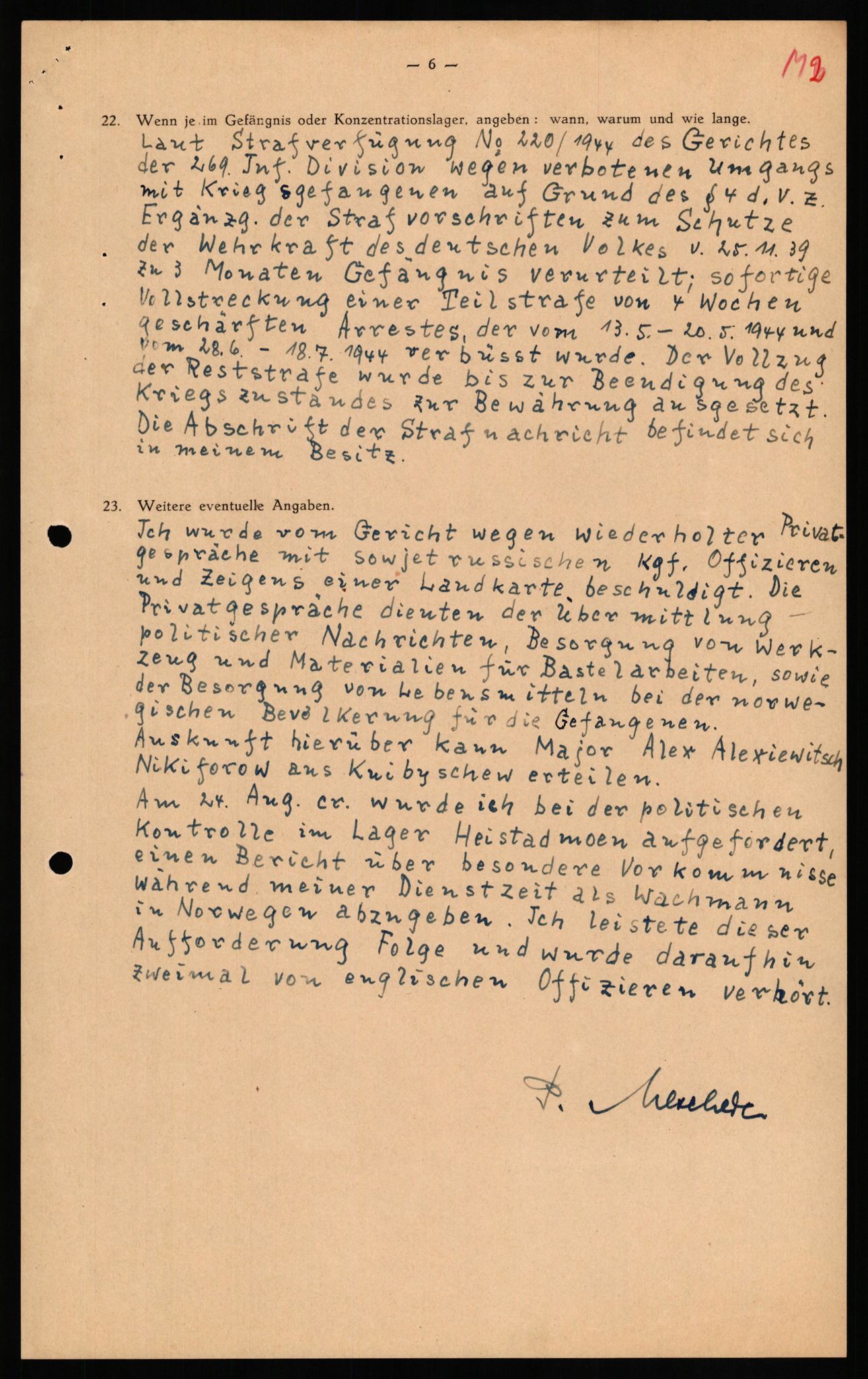 Forsvaret, Forsvarets overkommando II, RA/RAFA-3915/D/Db/L0021: CI Questionaires. Tyske okkupasjonsstyrker i Norge. Tyskere., 1945-1946, p. 444