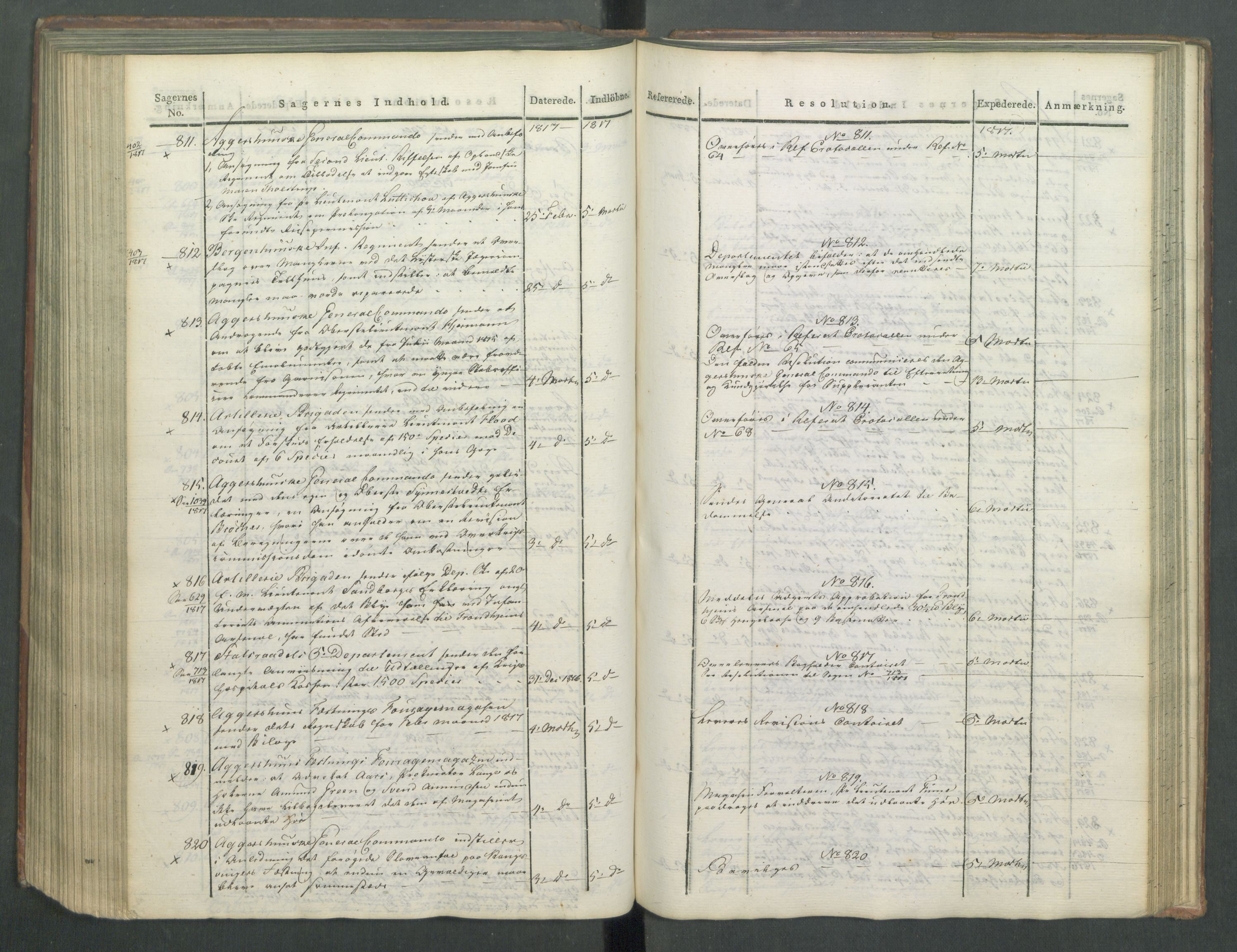 Armédepartementet, RA/RAFA-3493/C/Ca/L0009: 6. Departements Journal, 1816-1817