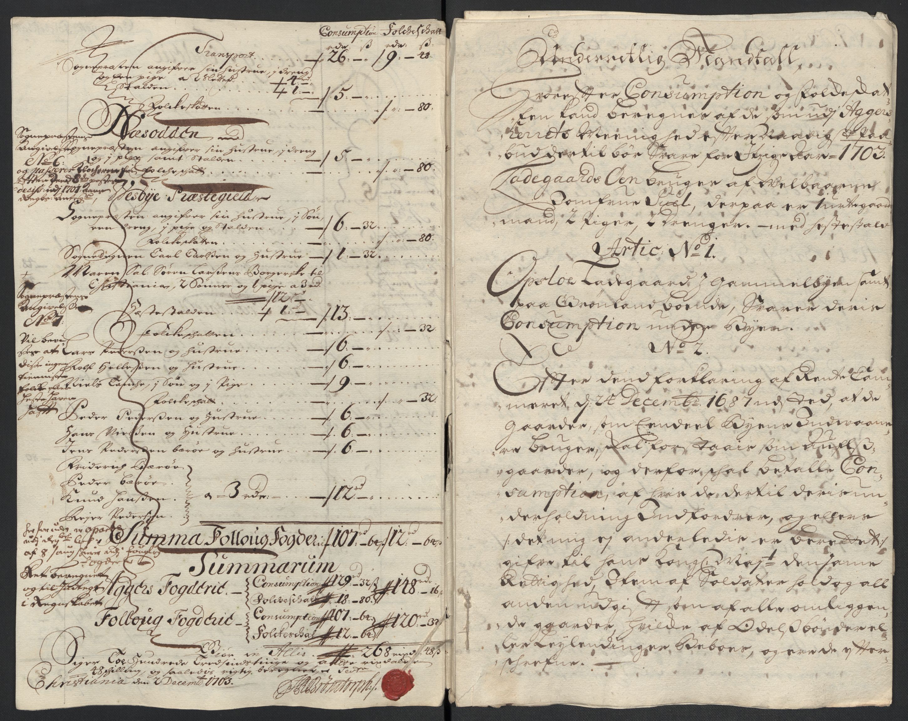 Rentekammeret inntil 1814, Reviderte regnskaper, Fogderegnskap, AV/RA-EA-4092/R10/L0445: Fogderegnskap Aker og Follo, 1703-1704, p. 103