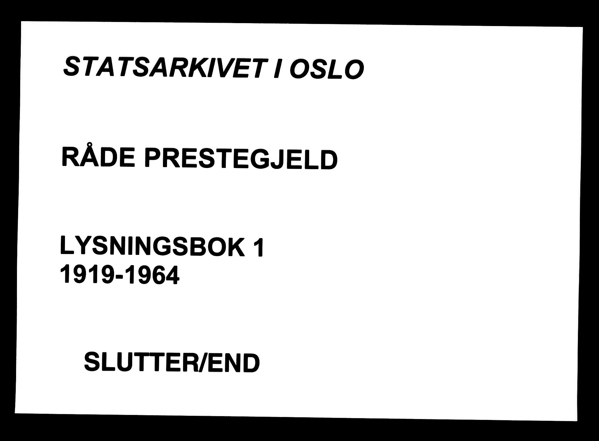 Råde prestekontor kirkebøker, AV/SAO-A-2009/H/Ha/L0001: Banns register no. 1, 1919-1964