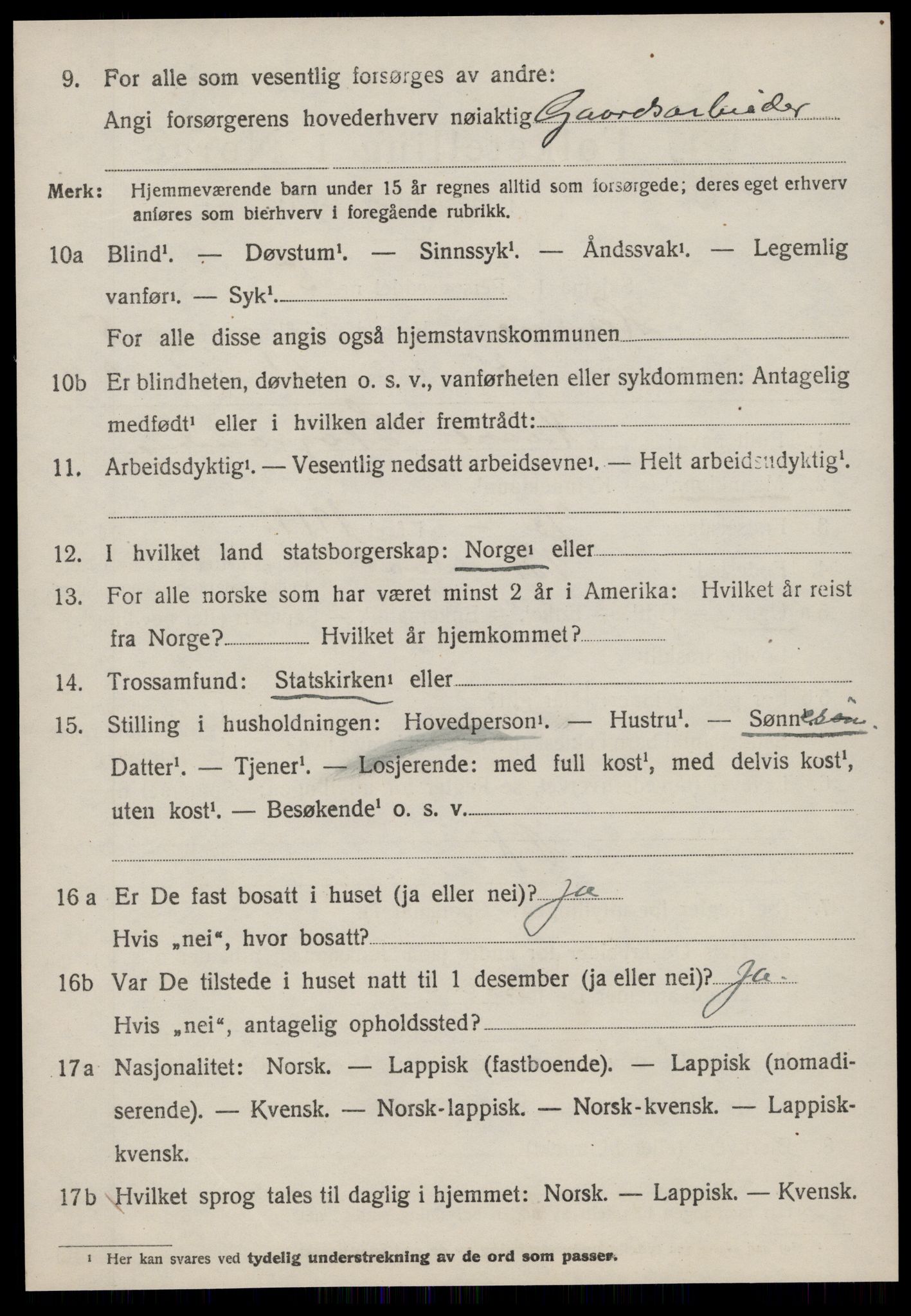 SAT, 1920 census for Hemne, 1920, p. 3511