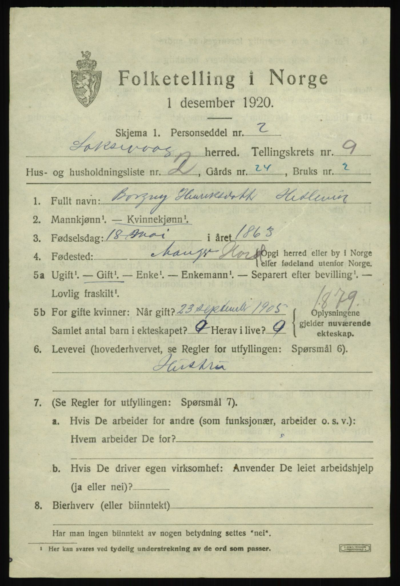 SAB, 1920 census for Laksevåg, 1920, p. 19416