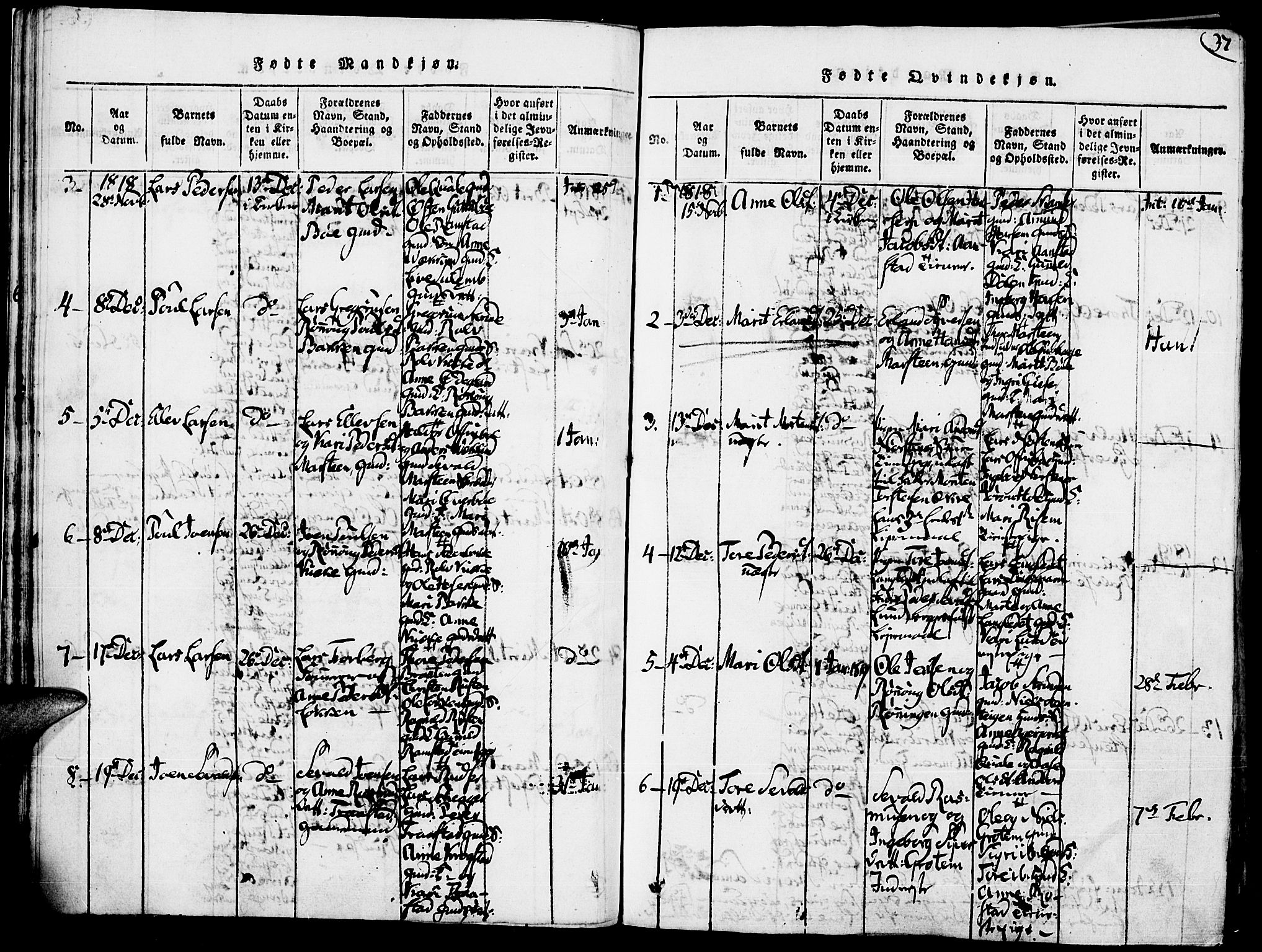 Lom prestekontor, AV/SAH-PREST-070/K/L0004: Parish register (official) no. 4, 1815-1825, p. 37