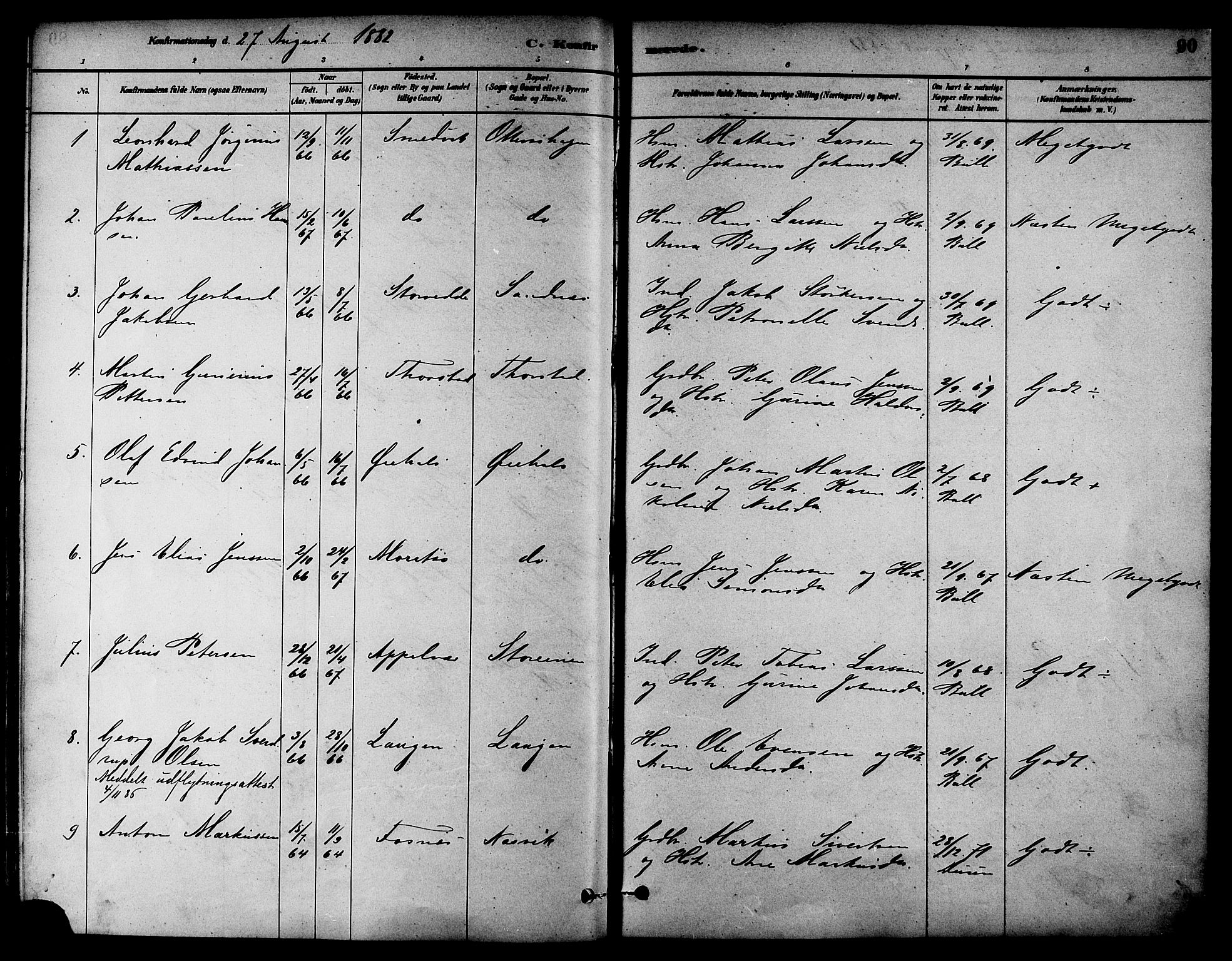 Ministerialprotokoller, klokkerbøker og fødselsregistre - Nord-Trøndelag, SAT/A-1458/784/L0672: Parish register (official) no. 784A07, 1880-1887, p. 90