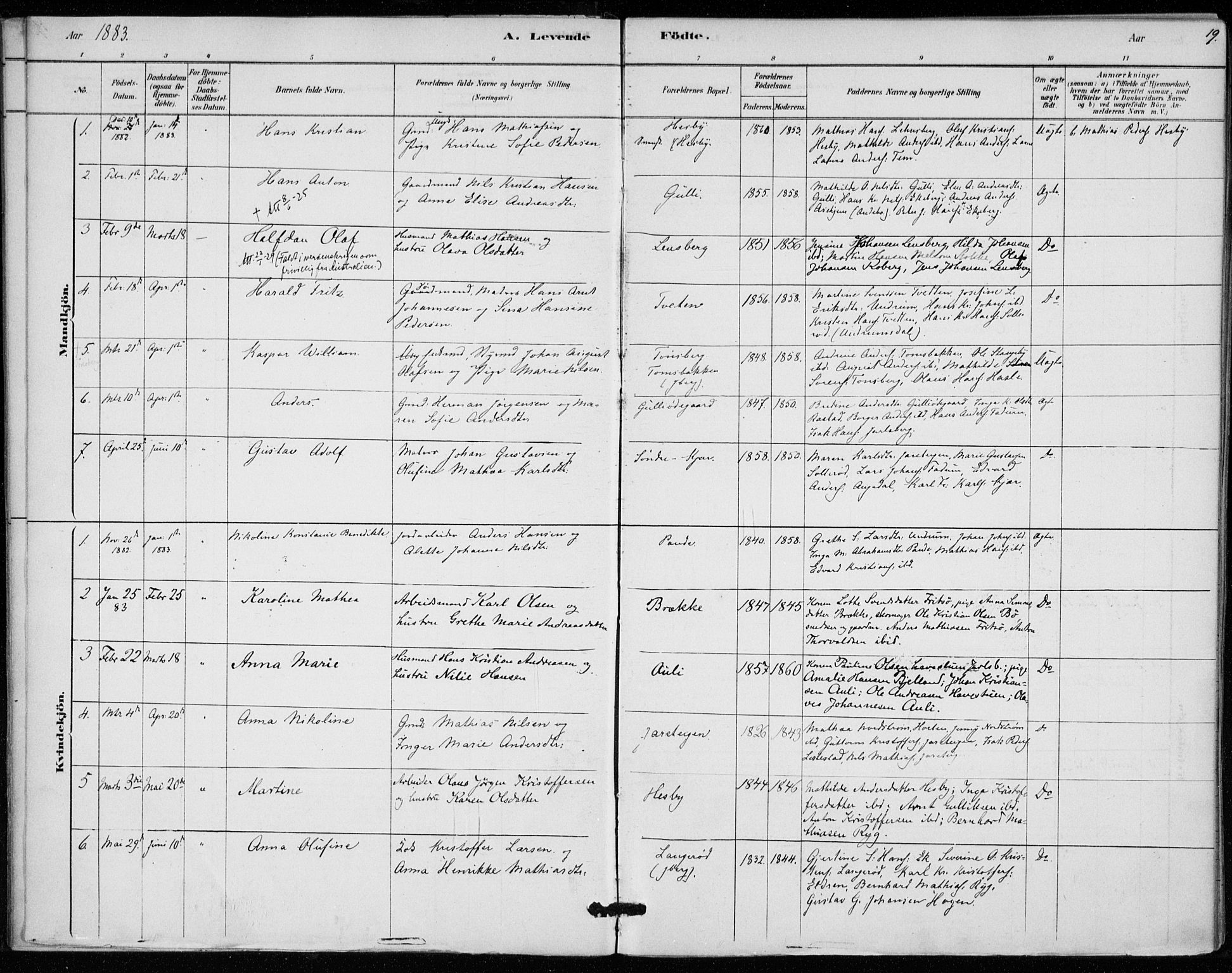 Sem kirkebøker, AV/SAKO-A-5/F/Fa/L0010: Parish register (official) no. I 10, 1878-1887, p. 19