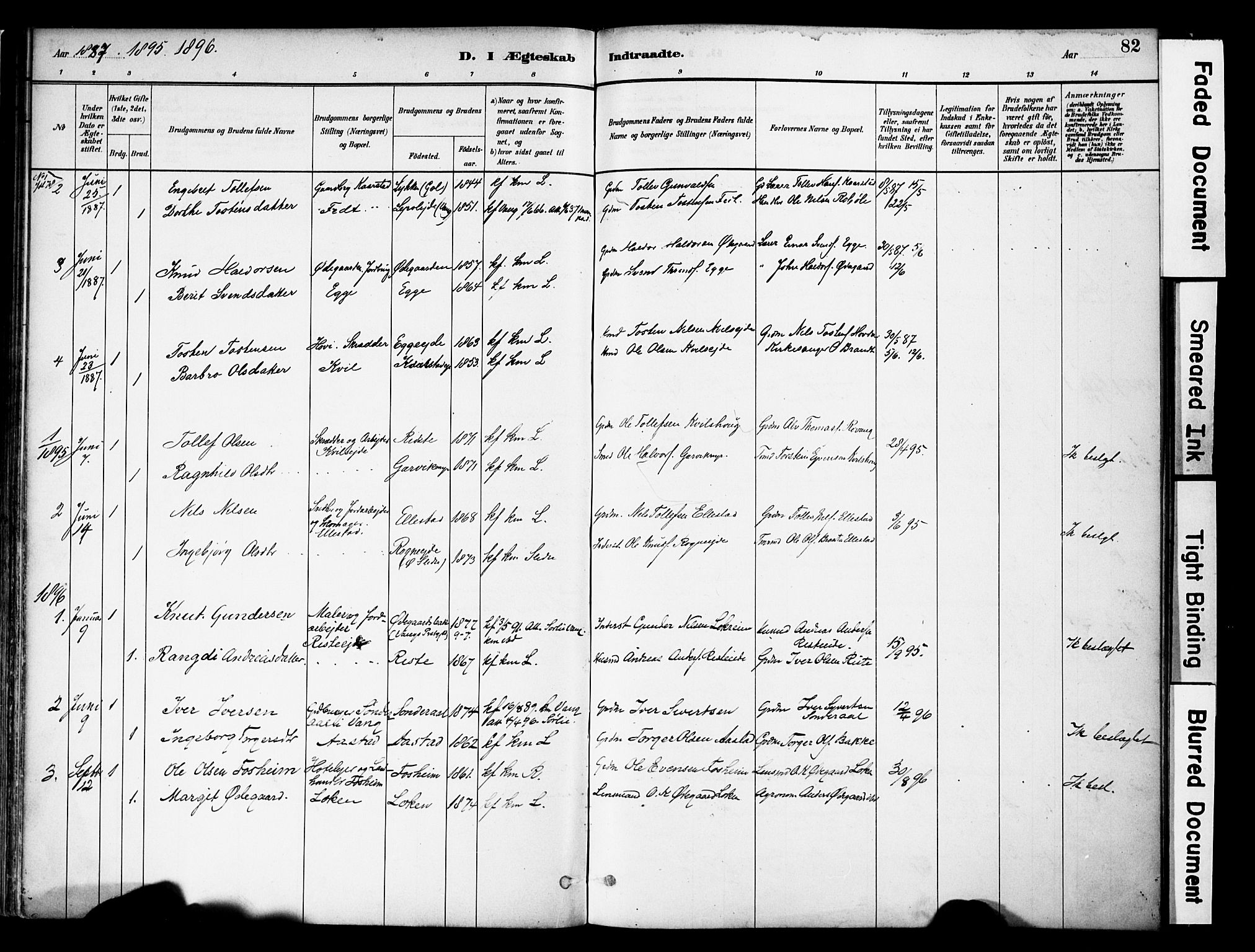 Vestre Slidre prestekontor, SAH/PREST-136/H/Ha/Haa/L0005: Parish register (official) no. 5, 1881-1912, p. 82