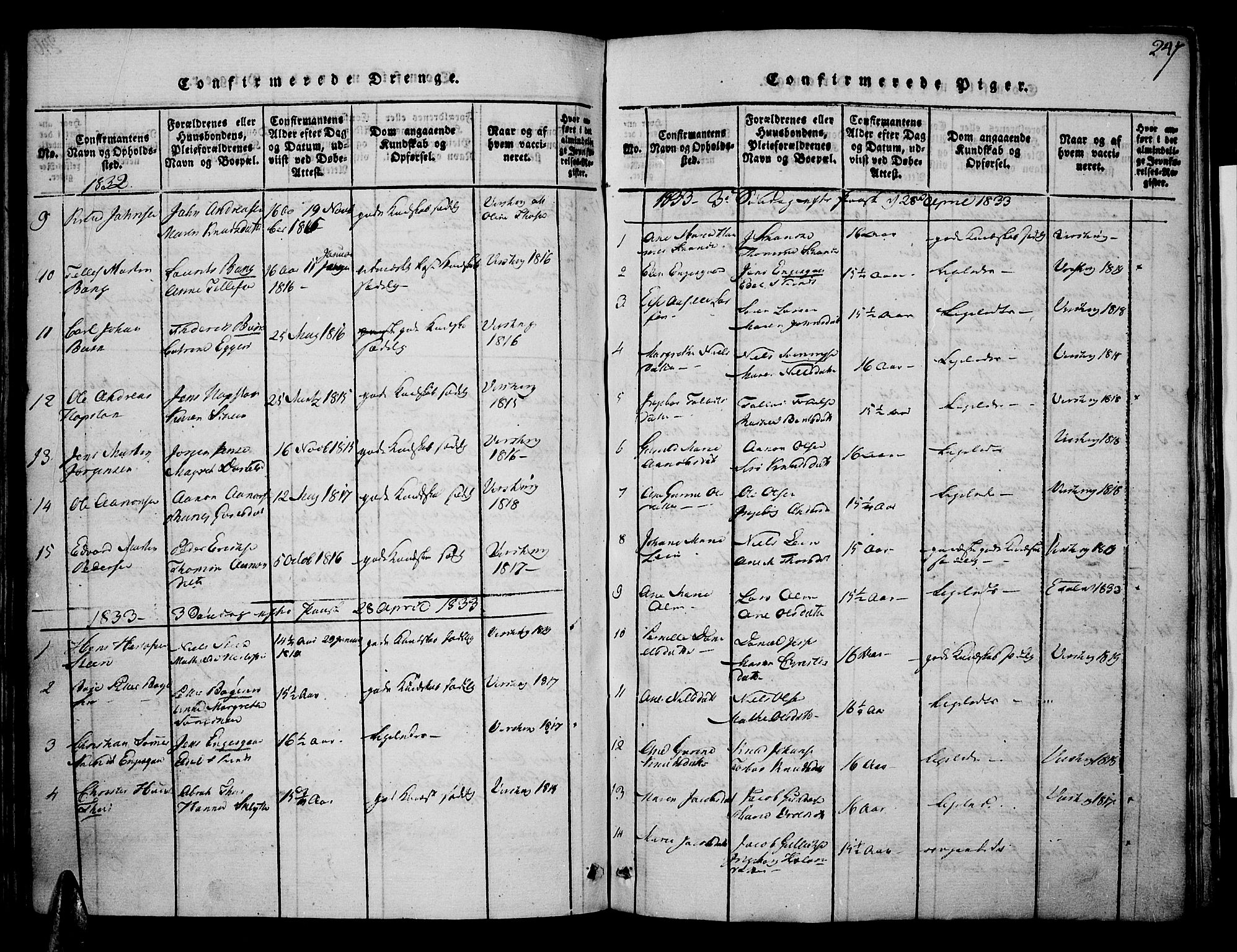 Risør sokneprestkontor, AV/SAK-1111-0035/F/Fa/L0002: Parish register (official) no. A 2, 1815-1839, p. 247