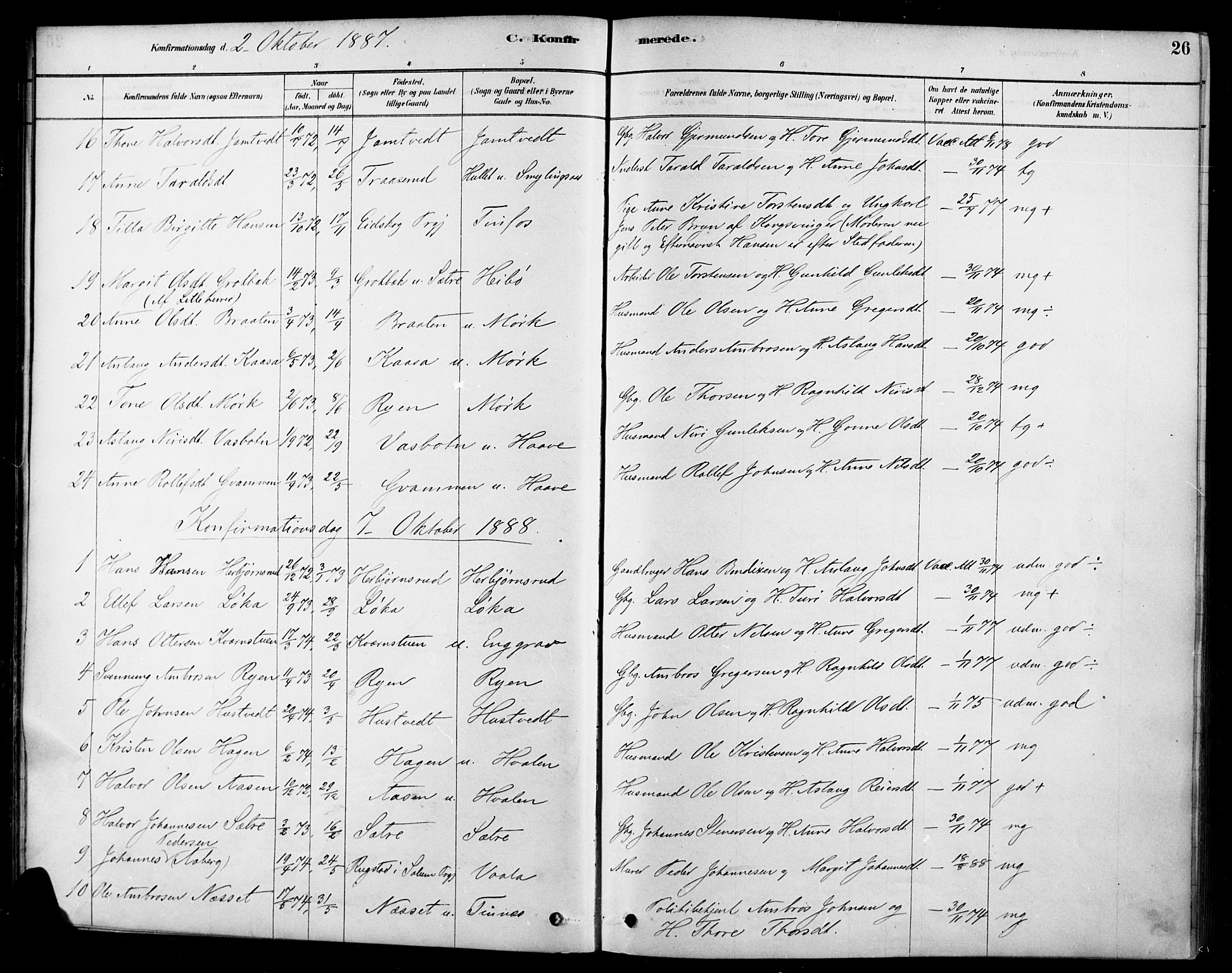 Heddal kirkebøker, SAKO/A-268/F/Fa/L0009: Parish register (official) no. I 9, 1878-1903, p. 26