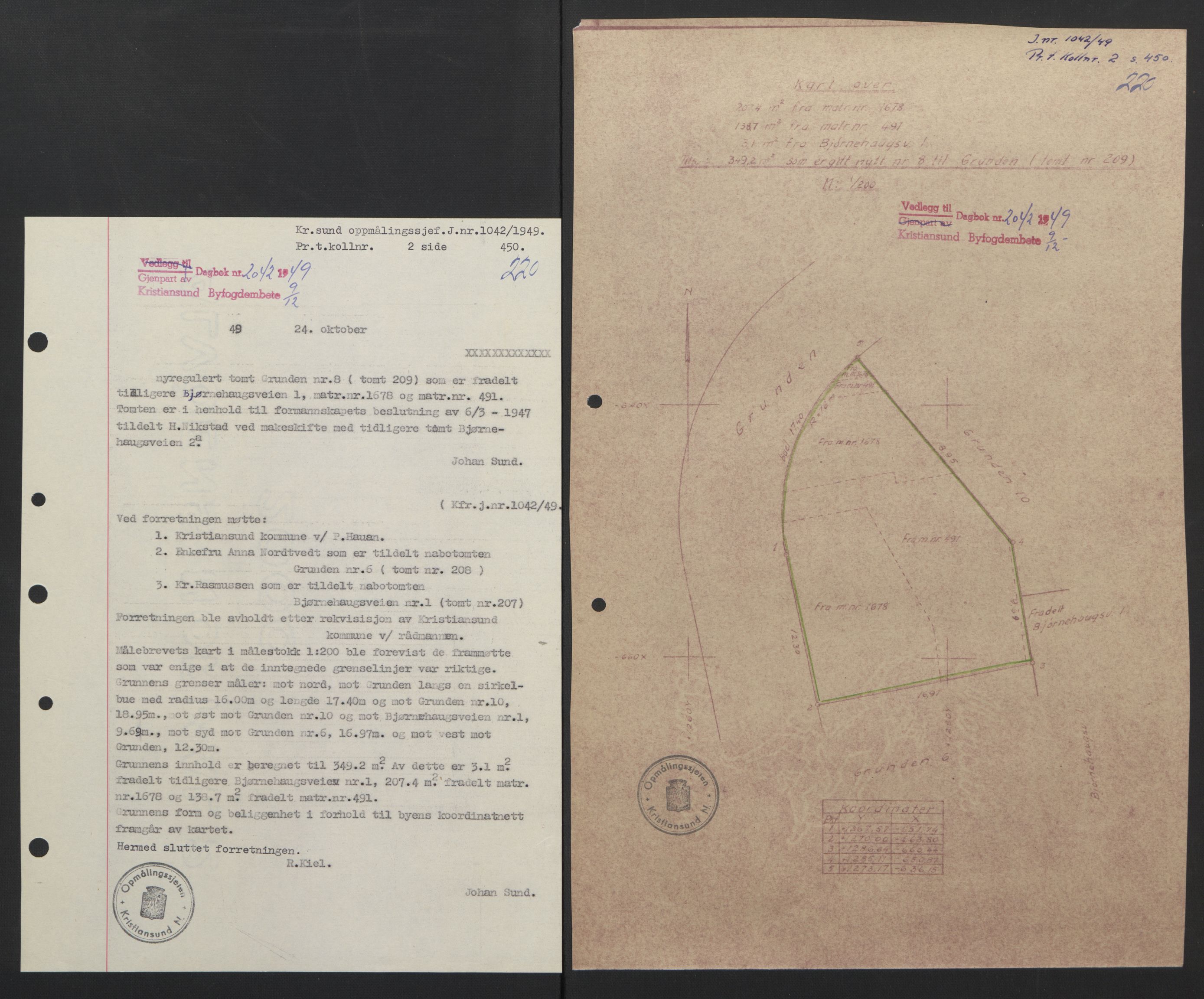 Kristiansund byfogd, AV/SAT-A-4587/A/27: Mortgage book no. 42, 1947-1950, Diary no: : 2042/1949