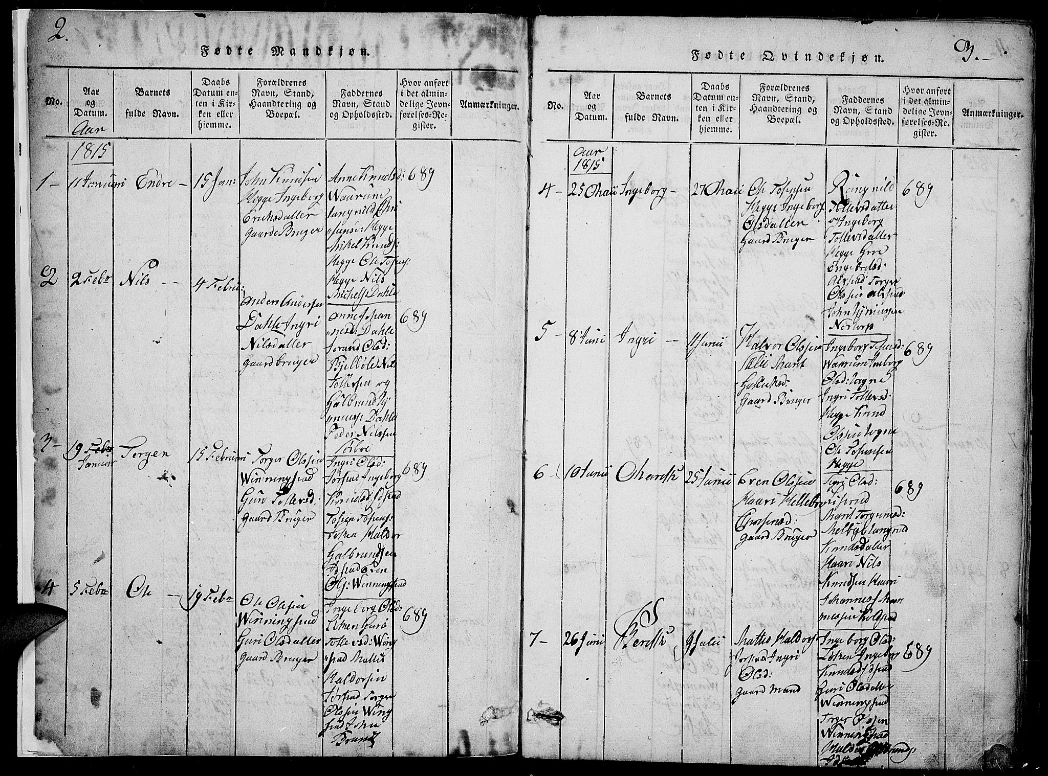 Slidre prestekontor, SAH/PREST-134/H/Ha/Hab/L0002: Parish register (copy) no. 2, 1814-1839, p. 2-3