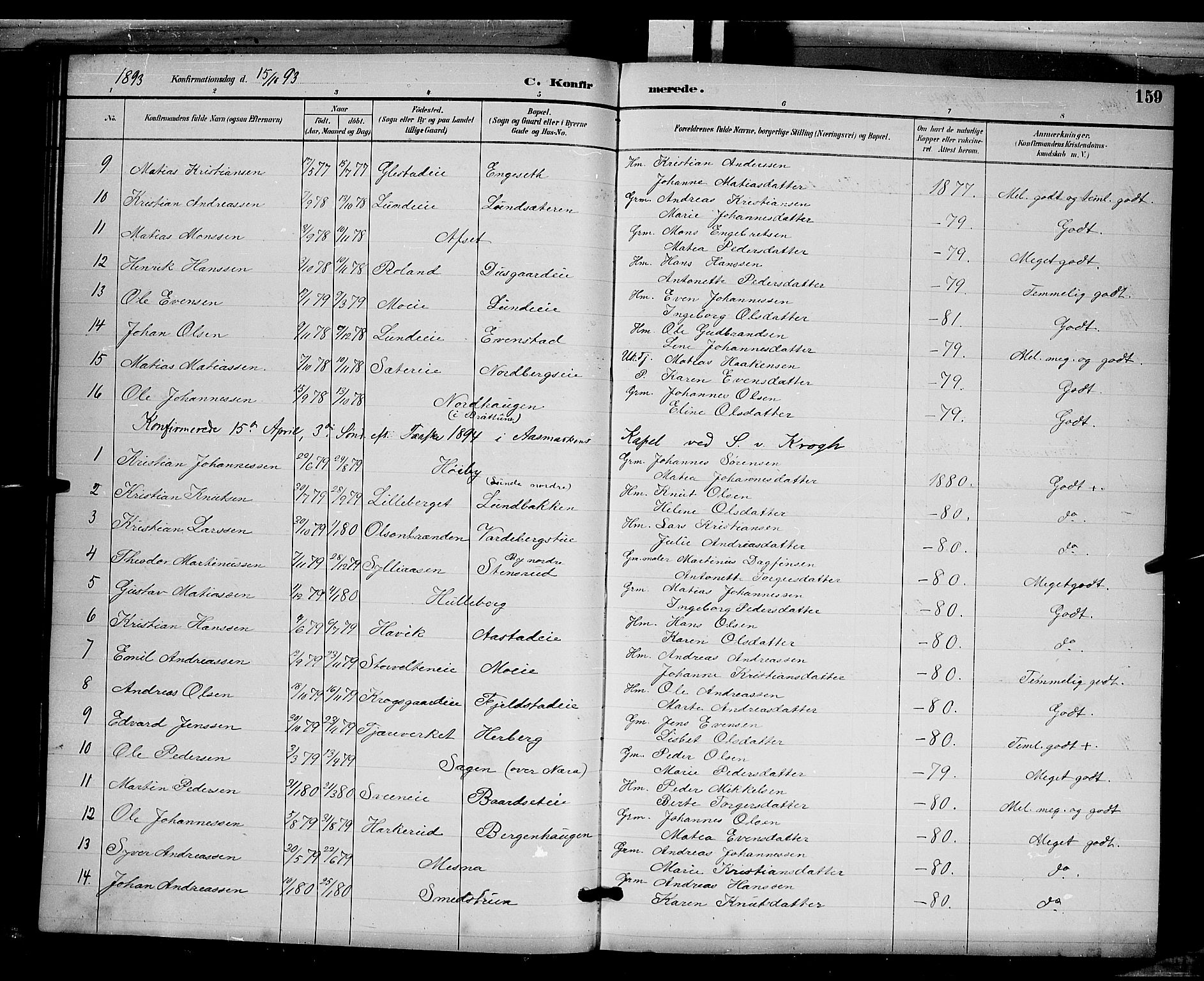 Ringsaker prestekontor, AV/SAH-PREST-014/L/La/L0012: Parish register (copy) no. 12, 1891-1902, p. 159