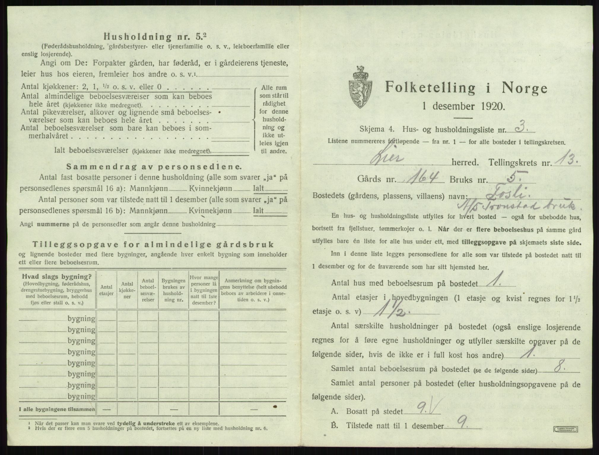 SAKO, 1920 census for Lier, 1920, p. 2237