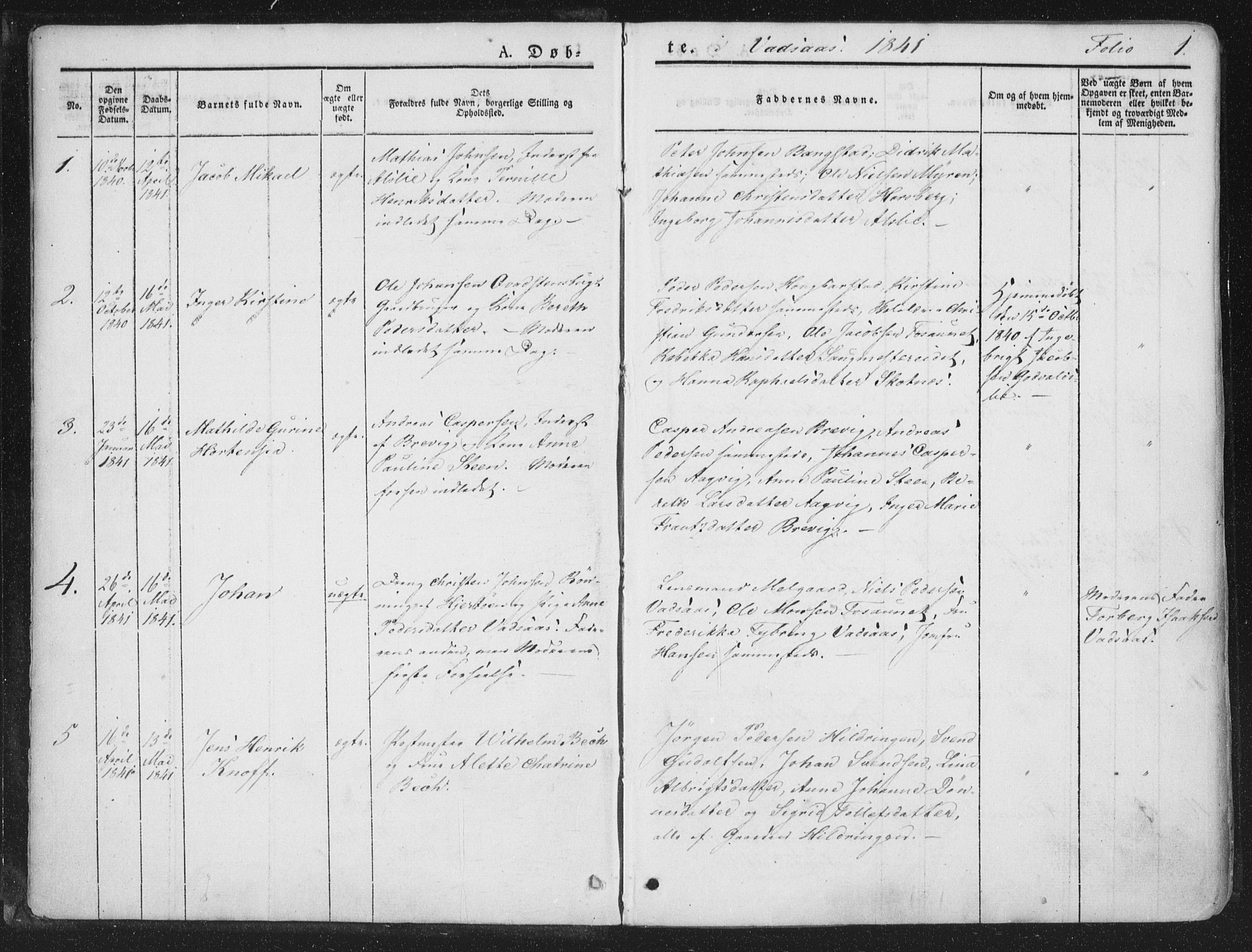 Ministerialprotokoller, klokkerbøker og fødselsregistre - Nordland, SAT/A-1459/810/L0144: Parish register (official) no. 810A07 /1, 1841-1862, p. 1