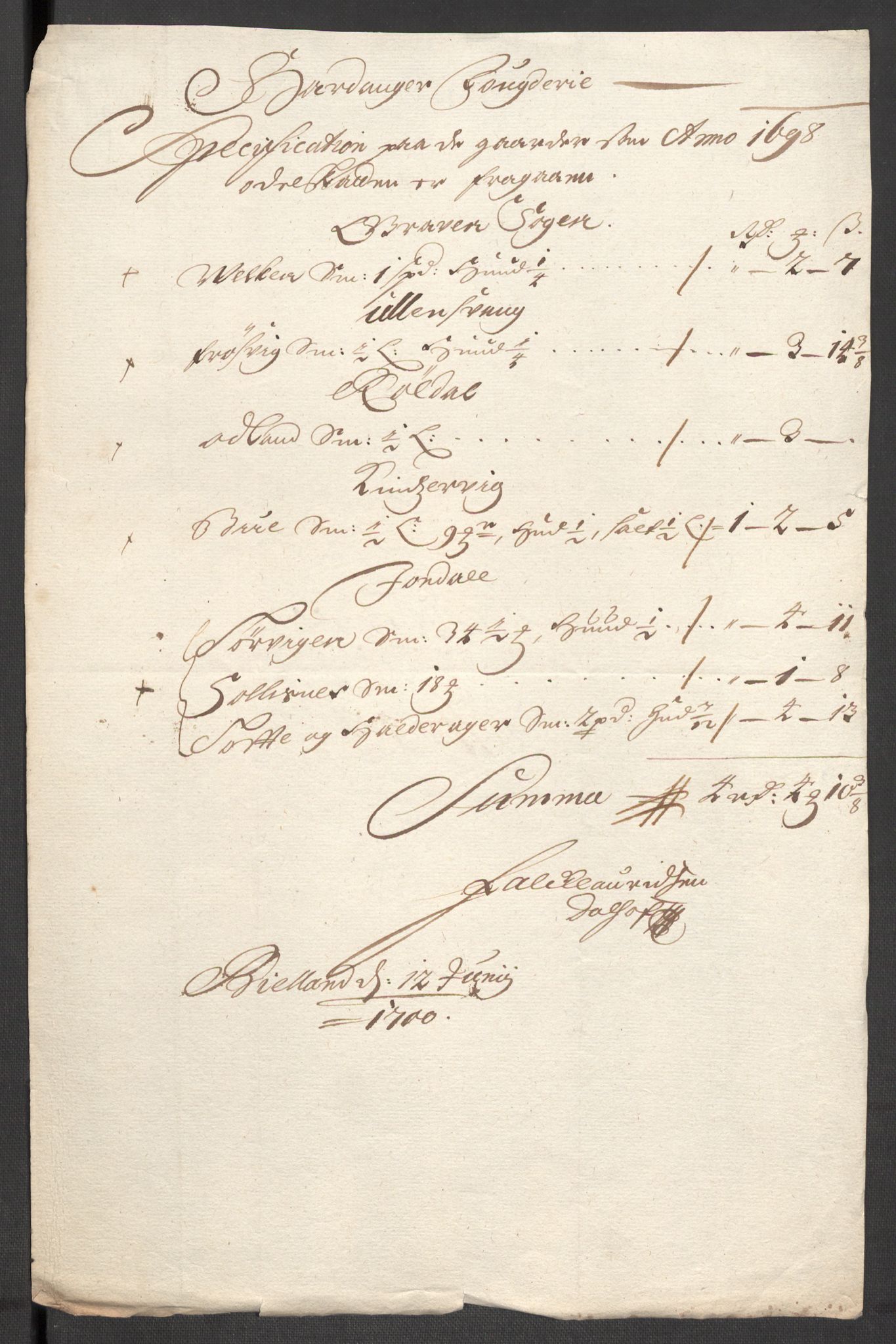 Rentekammeret inntil 1814, Reviderte regnskaper, Fogderegnskap, AV/RA-EA-4092/R48/L2977: Fogderegnskap Sunnhordland og Hardanger, 1697-1698, p. 620