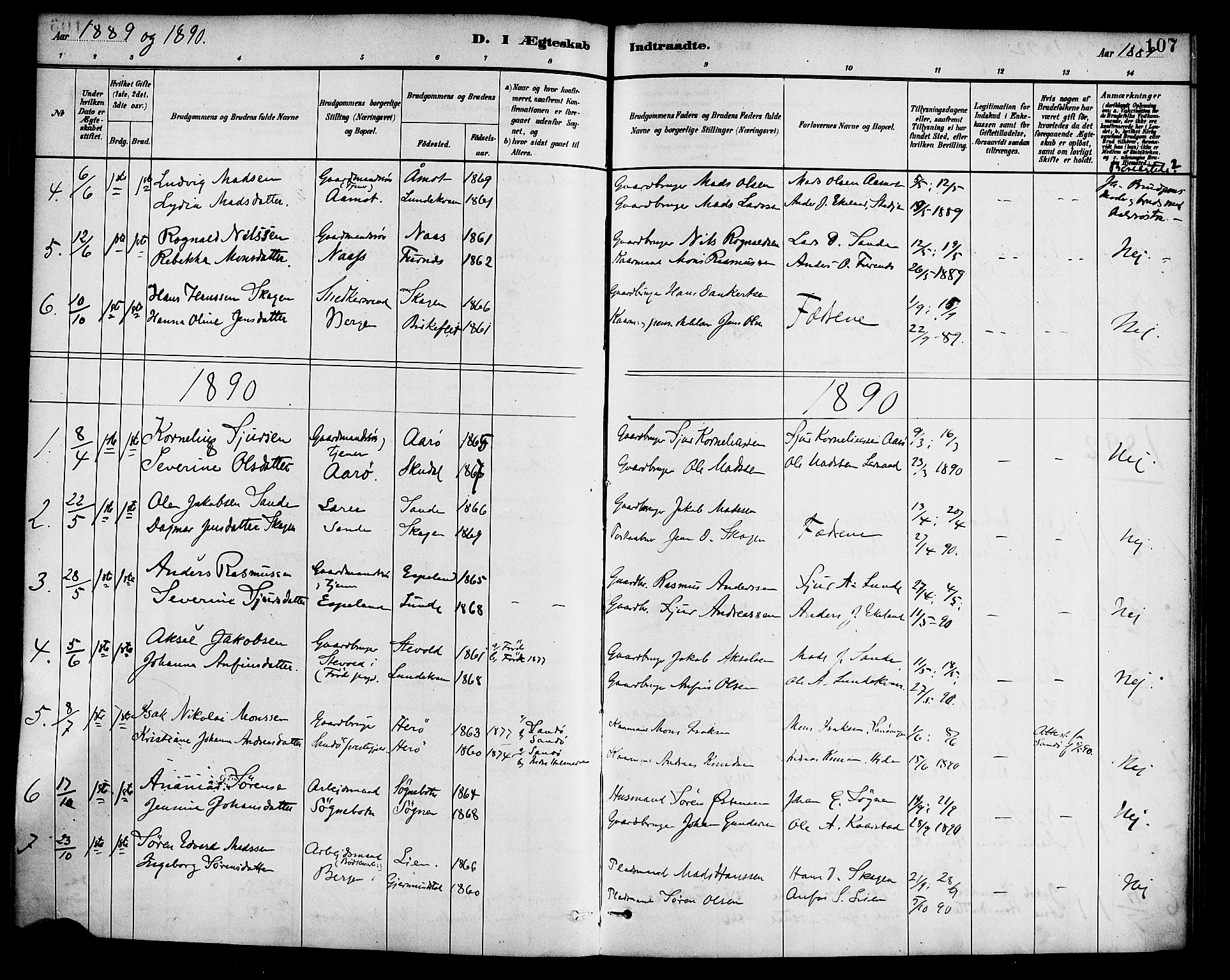 Gaular sokneprestembete, SAB/A-80001/H/Haa: Parish register (official) no. B 1, 1882-1897, p. 107