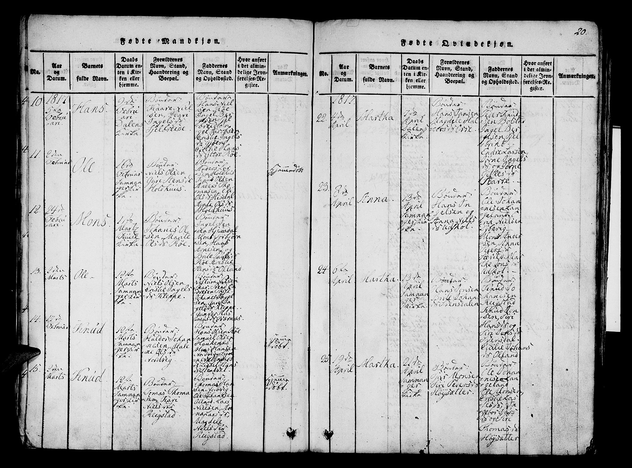 Os sokneprestembete, SAB/A-99929: Parish register (official) no. A 12, 1816-1825, p. 20