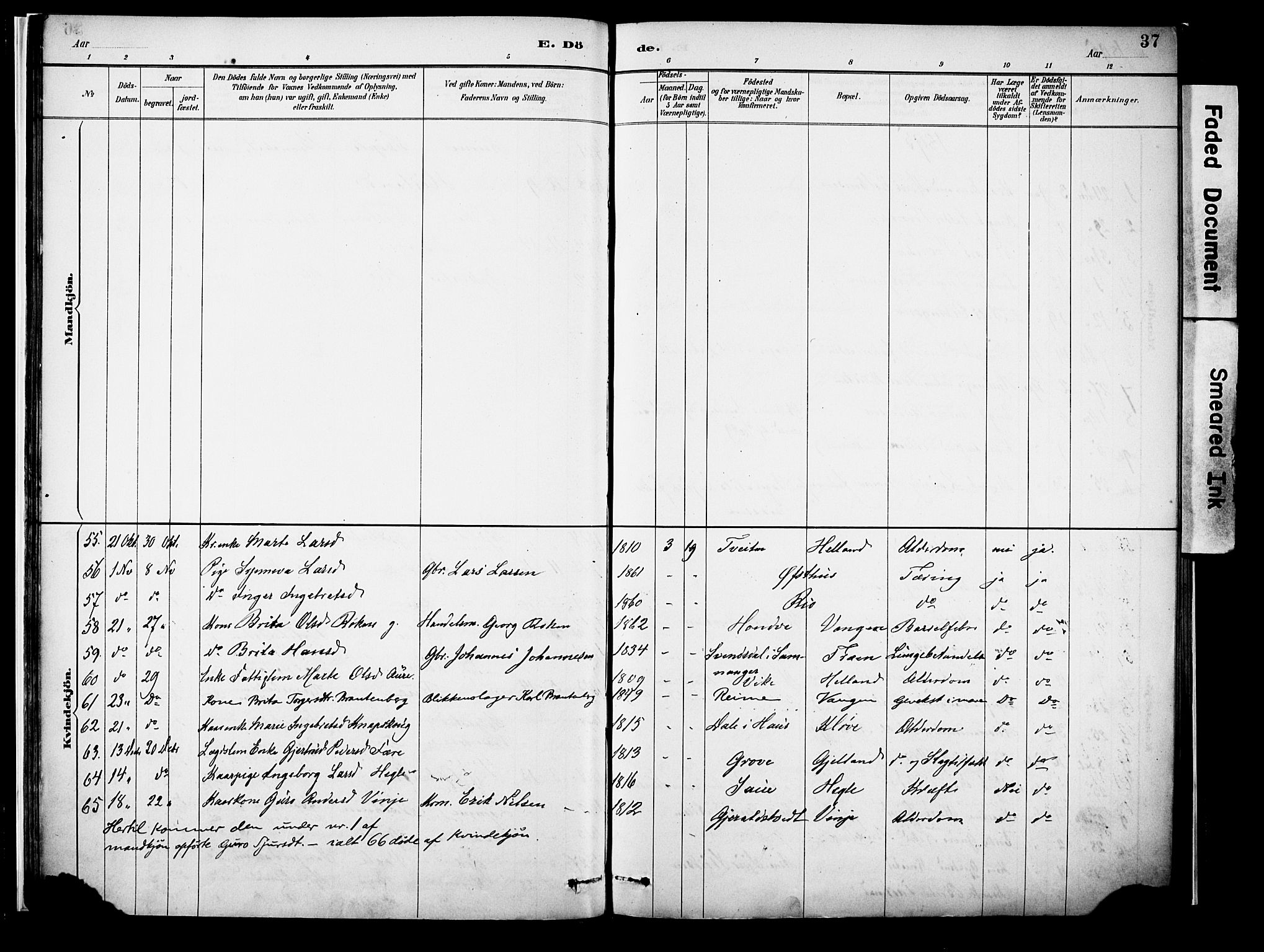 Voss sokneprestembete, AV/SAB-A-79001/H/Haa: Parish register (official) no. A 22, 1887-1909, p. 37