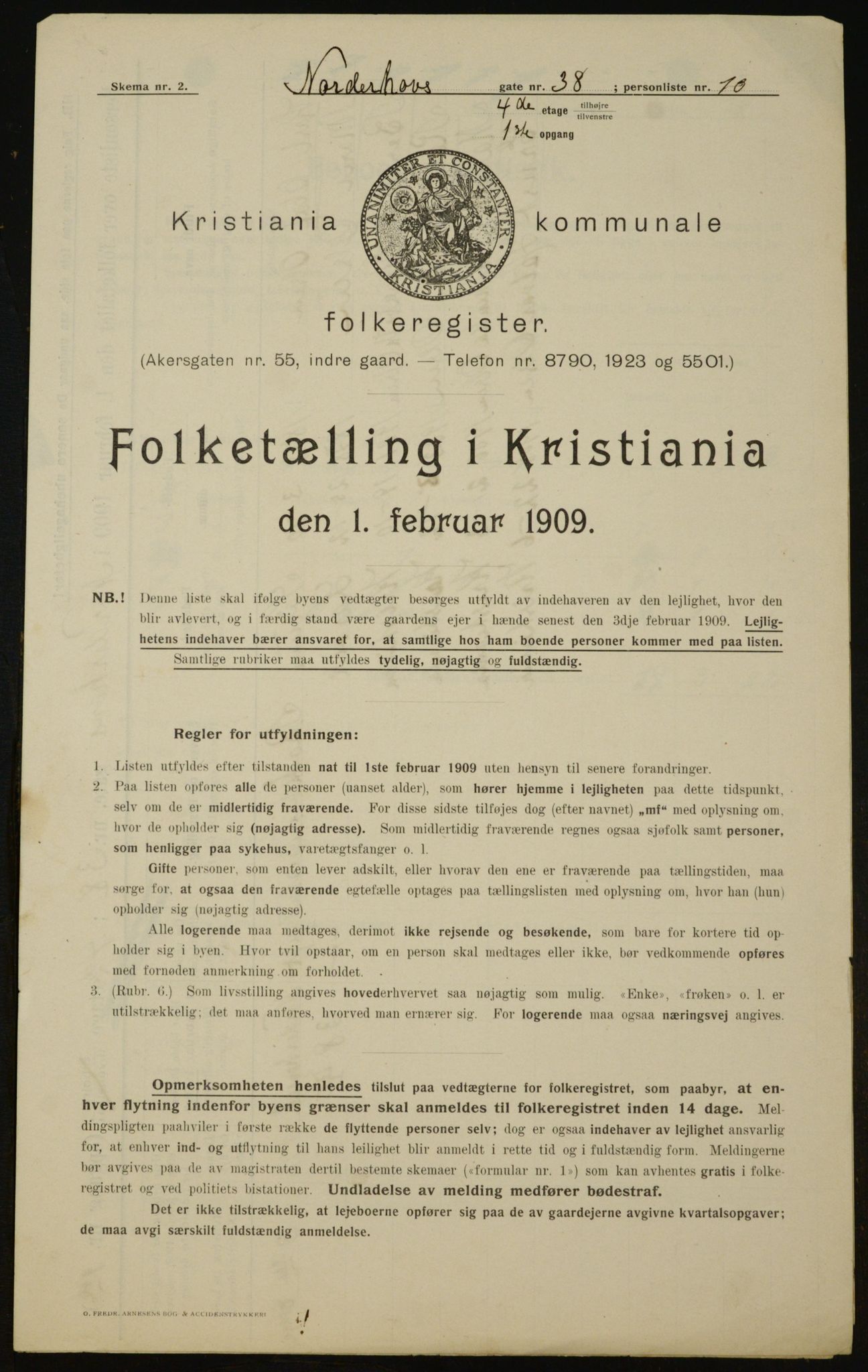 OBA, Municipal Census 1909 for Kristiania, 1909, p. 66160