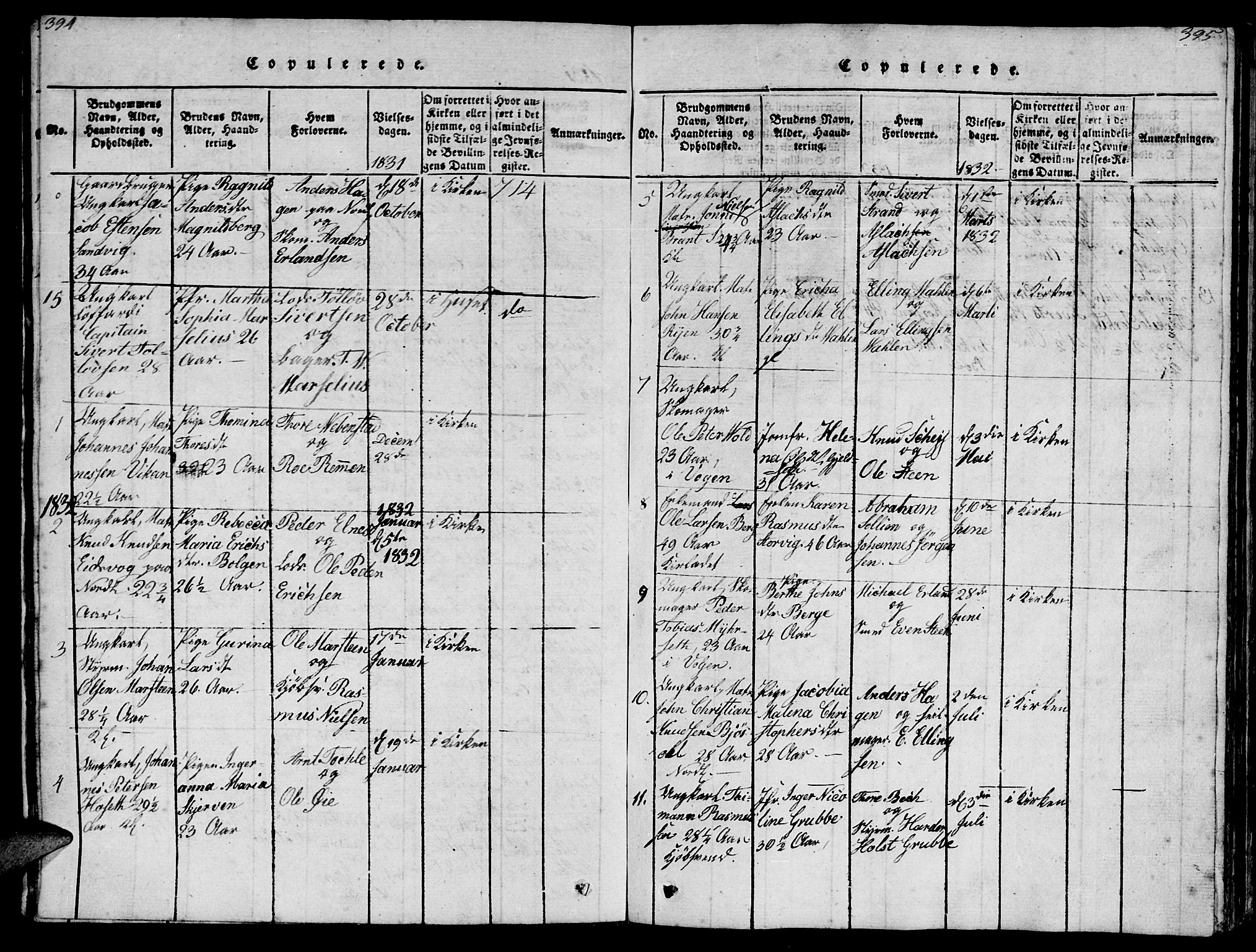 Ministerialprotokoller, klokkerbøker og fødselsregistre - Møre og Romsdal, SAT/A-1454/572/L0856: Parish register (copy) no. 572C01, 1819-1832, p. 394-395