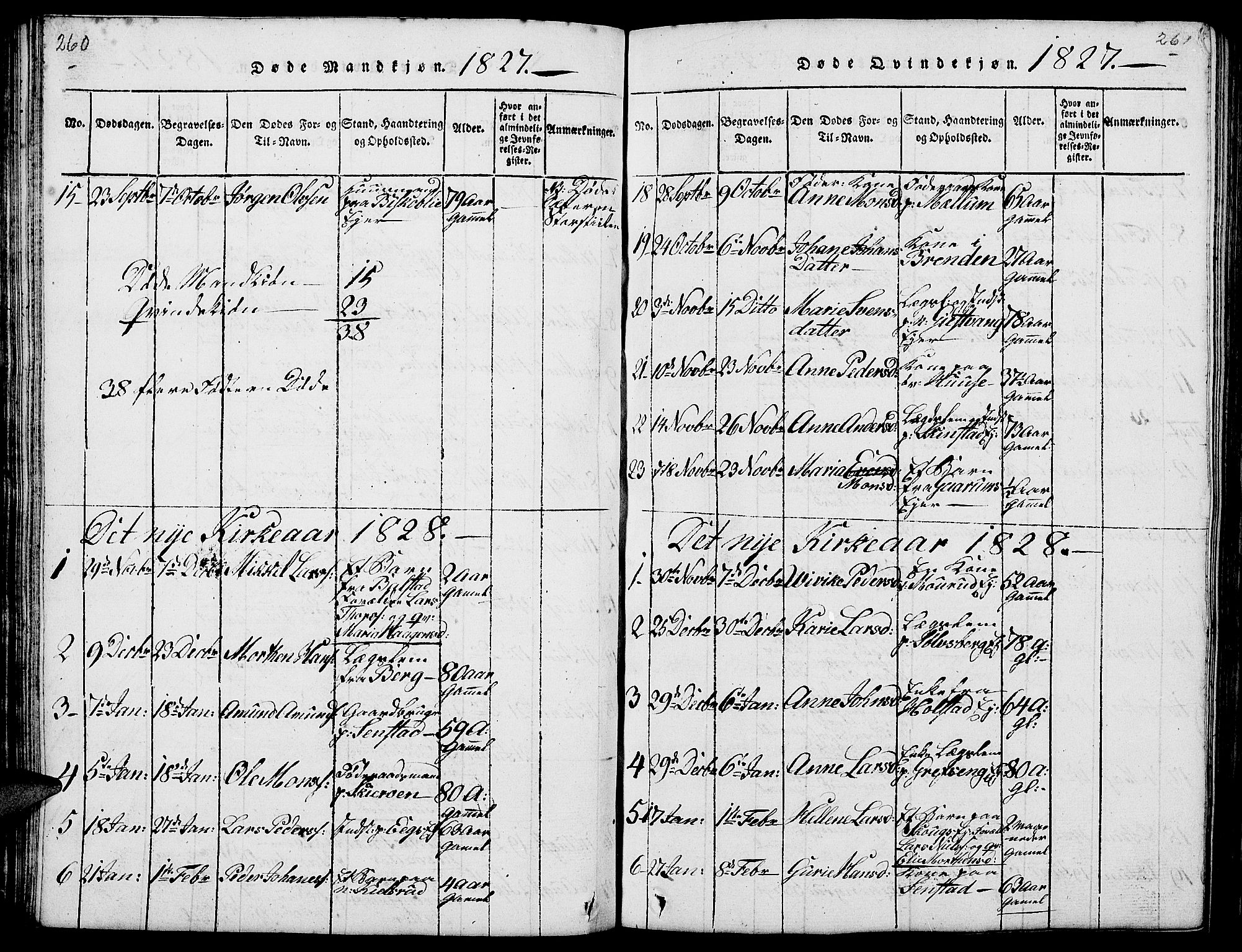 Nes prestekontor, Hedmark, AV/SAH-PREST-020/L/La/L0003: Parish register (copy) no. 3, 1814-1831, p. 260-261