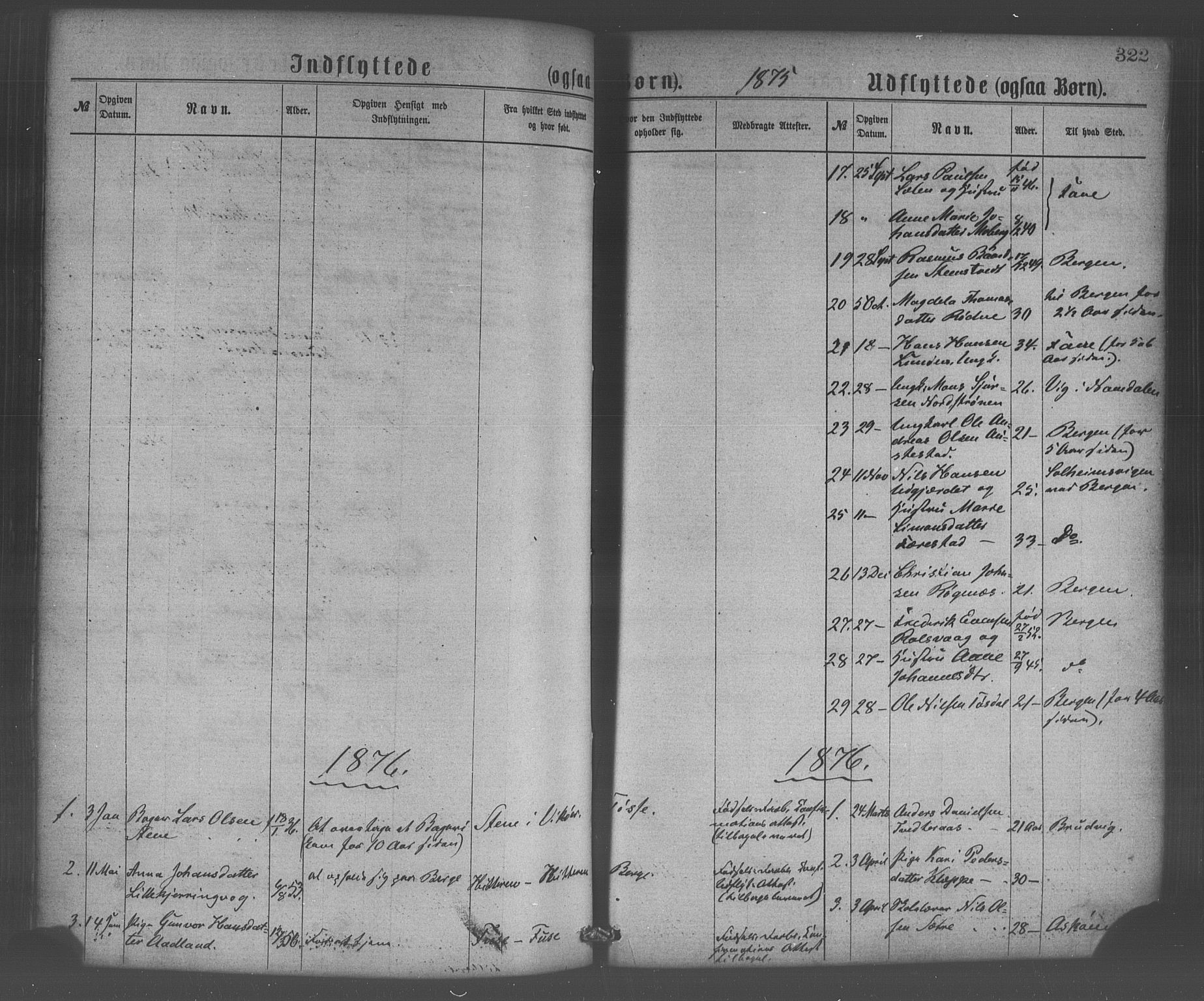 Os sokneprestembete, SAB/A-99929: Parish register (official) no. A 18, 1874-1884, p. 322