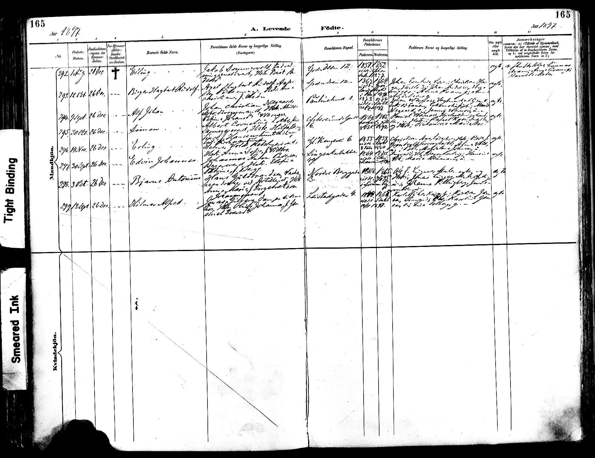 Ministerialprotokoller, klokkerbøker og fødselsregistre - Sør-Trøndelag, SAT/A-1456/604/L0197: Parish register (official) no. 604A18, 1893-1900, p. 165