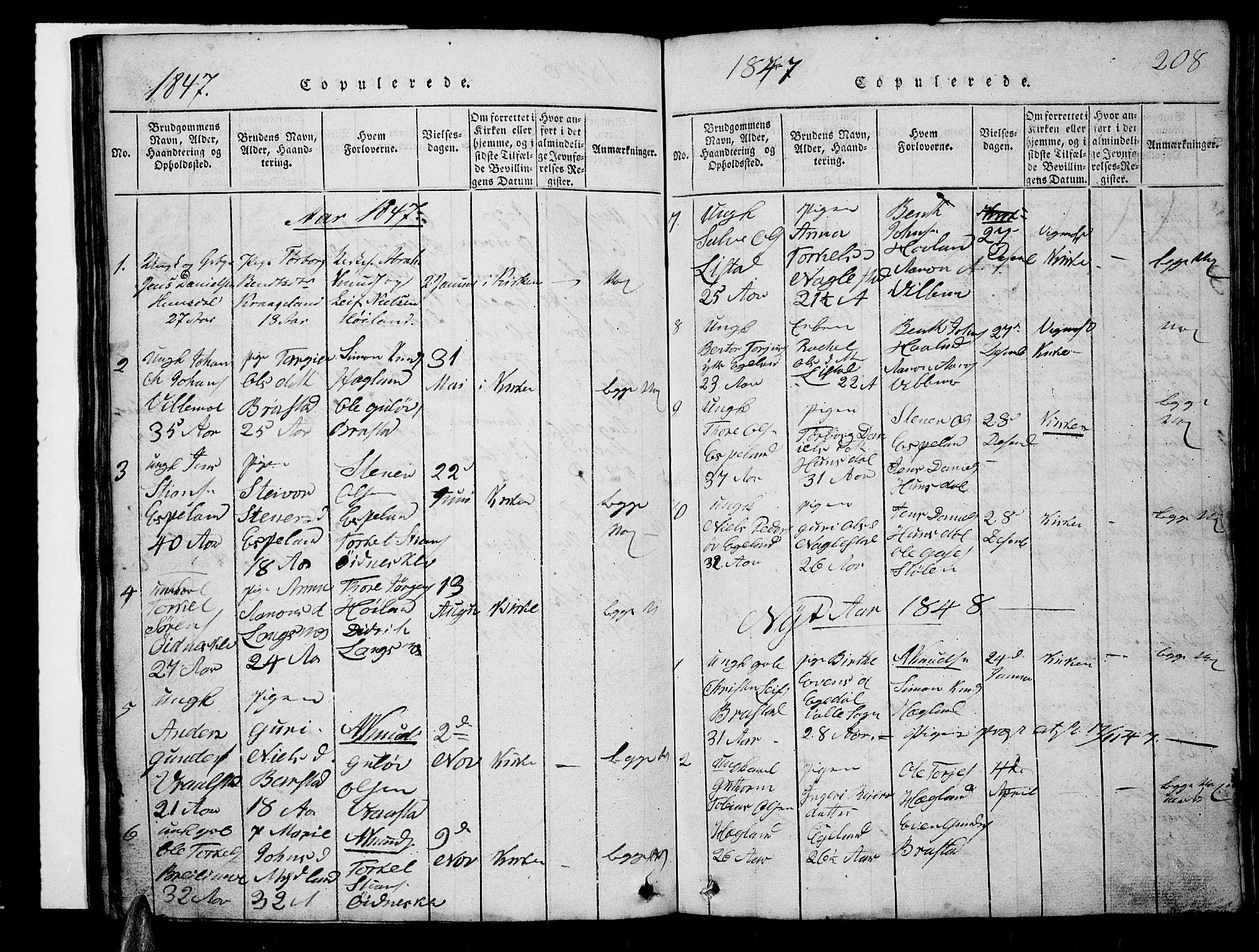 Nord-Audnedal sokneprestkontor, SAK/1111-0032/F/Fb/Fba/L0001: Parish register (copy) no. B 1, 1815-1856, p. 208