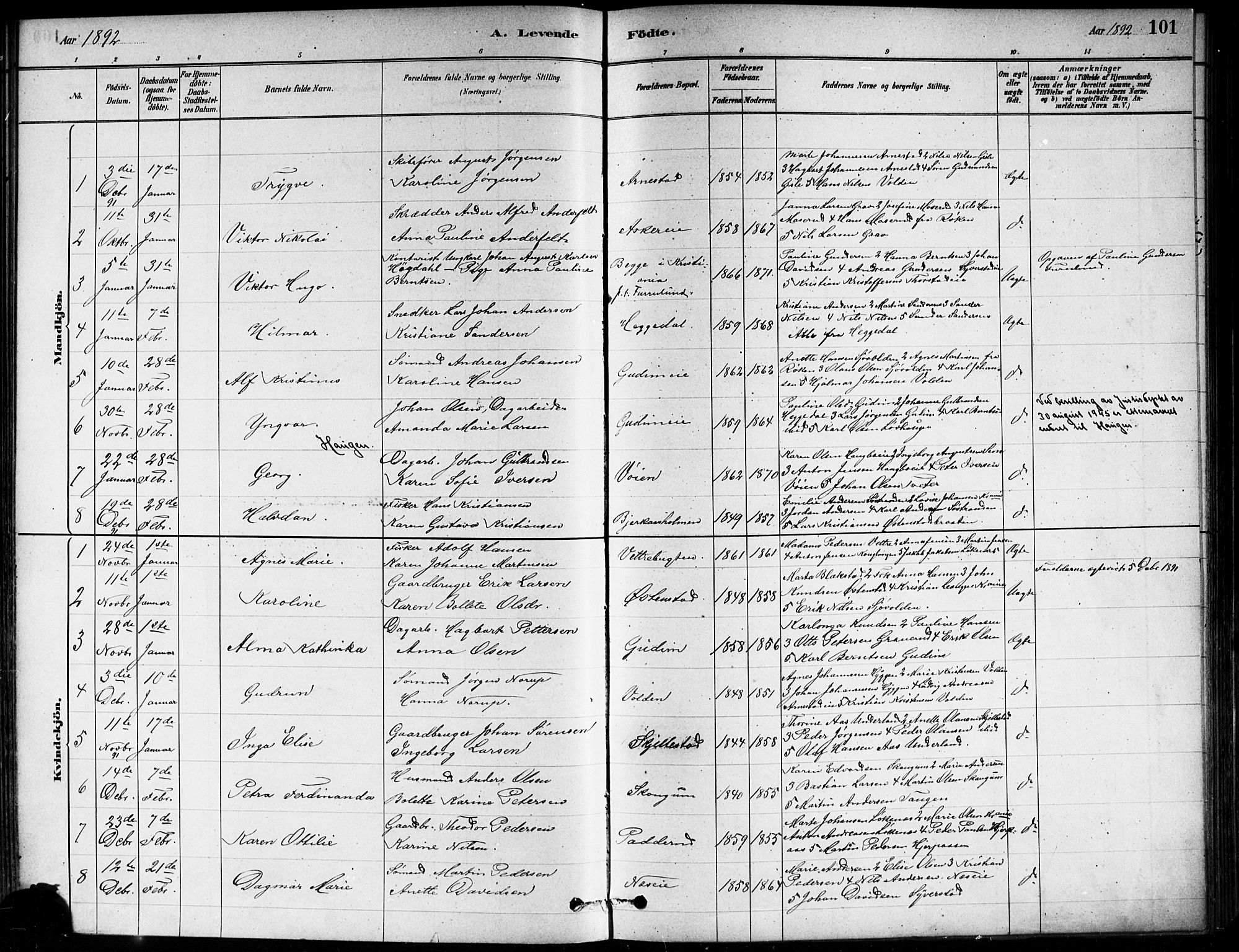 Asker prestekontor Kirkebøker, SAO/A-10256a/F/Fa/L0013: Parish register (official) no. I 13, 1879-1896, p. 101