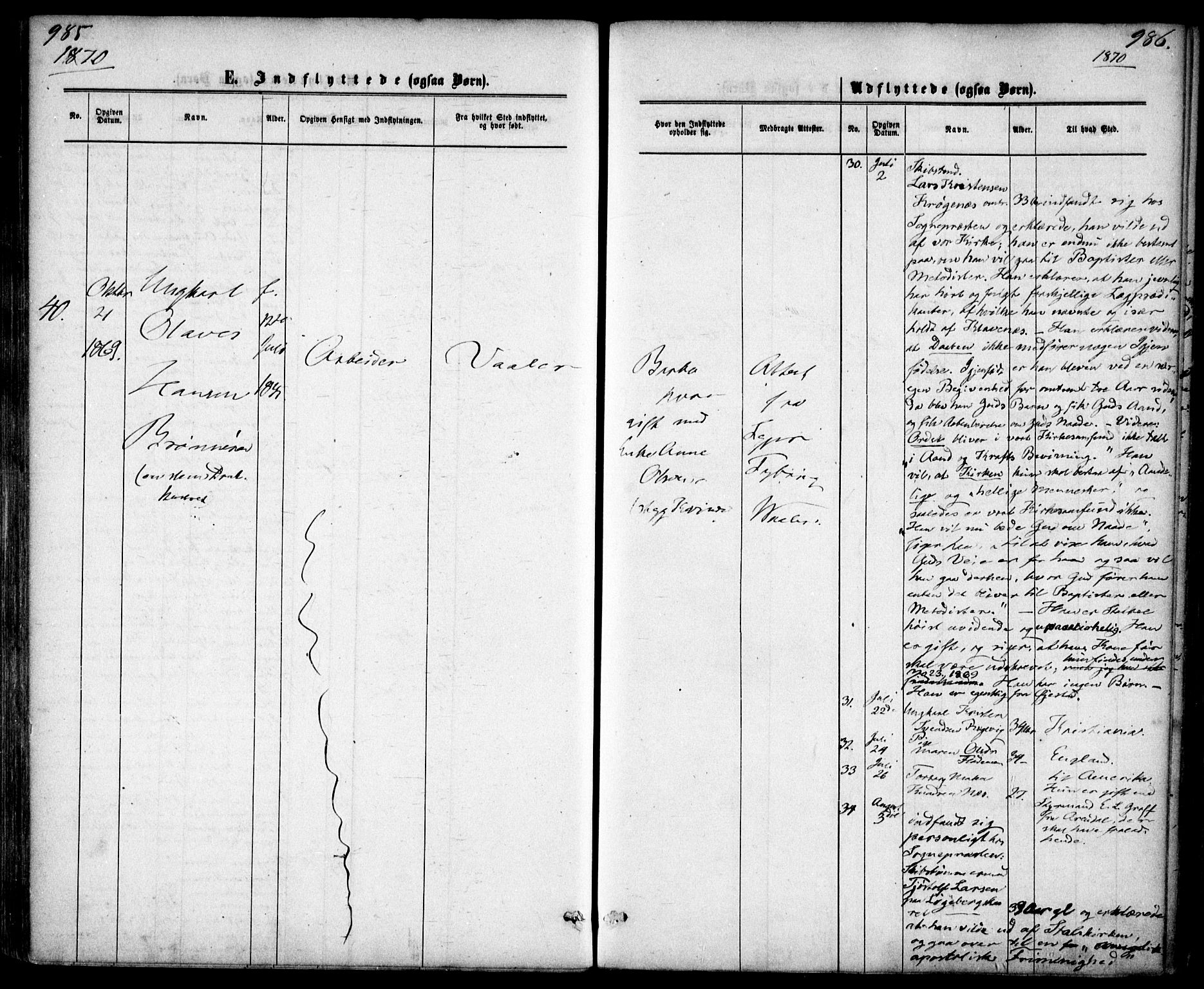 Tromøy sokneprestkontor, AV/SAK-1111-0041/F/Fa/L0008: Parish register (official) no. A 8, 1870-1877, p. 985-986