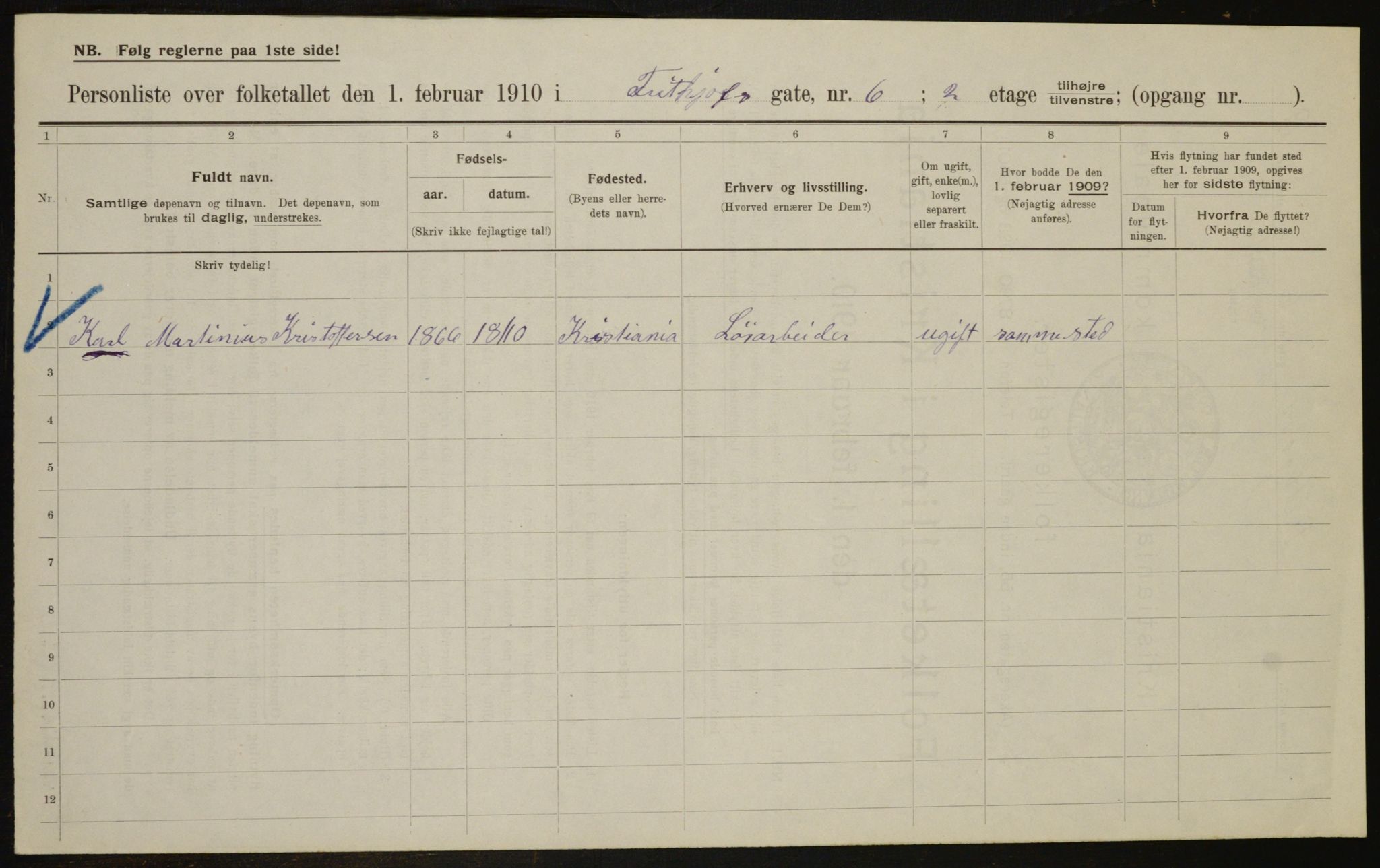 OBA, Municipal Census 1910 for Kristiania, 1910, p. 25135