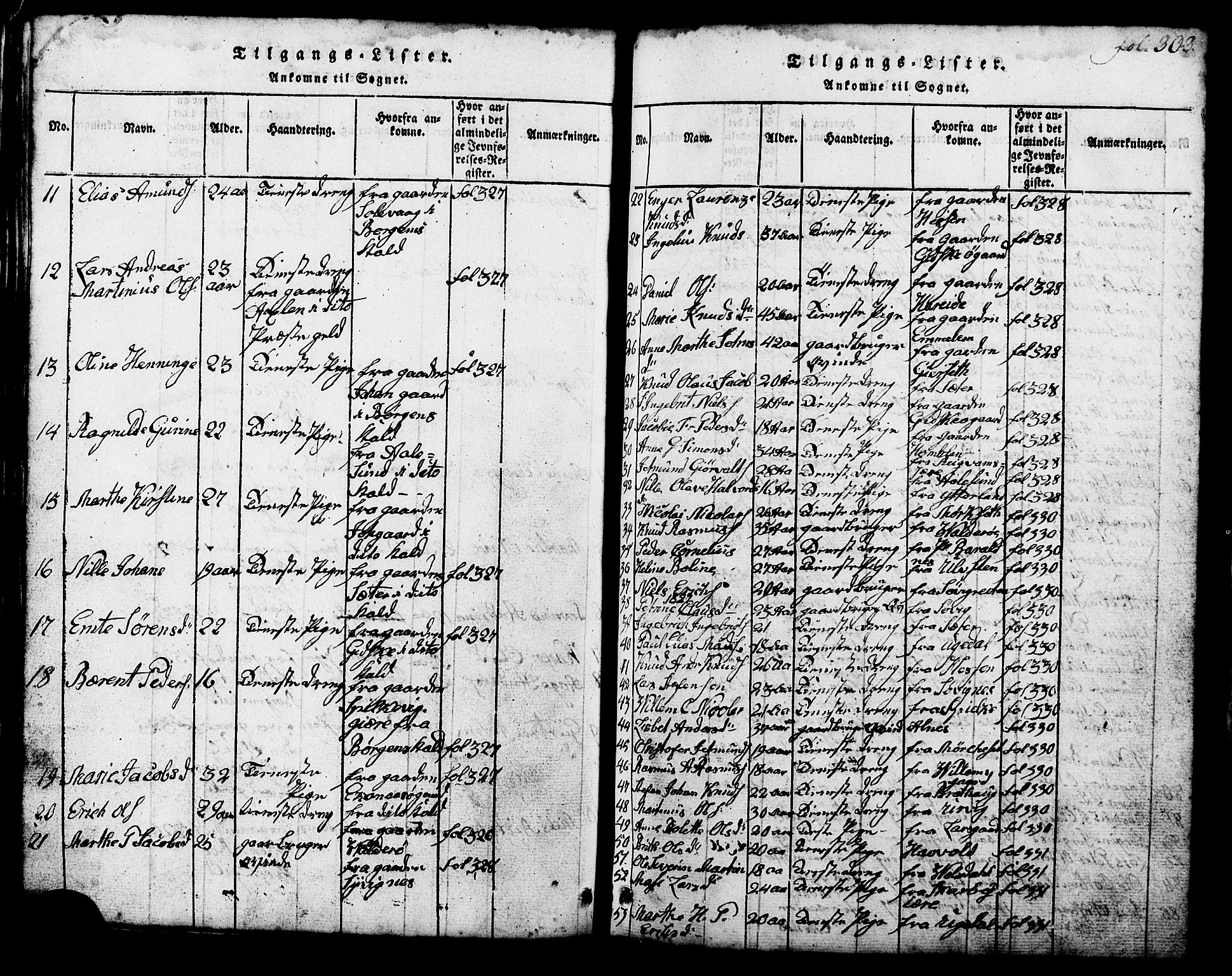 Ministerialprotokoller, klokkerbøker og fødselsregistre - Møre og Romsdal, SAT/A-1454/537/L0520: Parish register (copy) no. 537C01, 1819-1868, p. 303