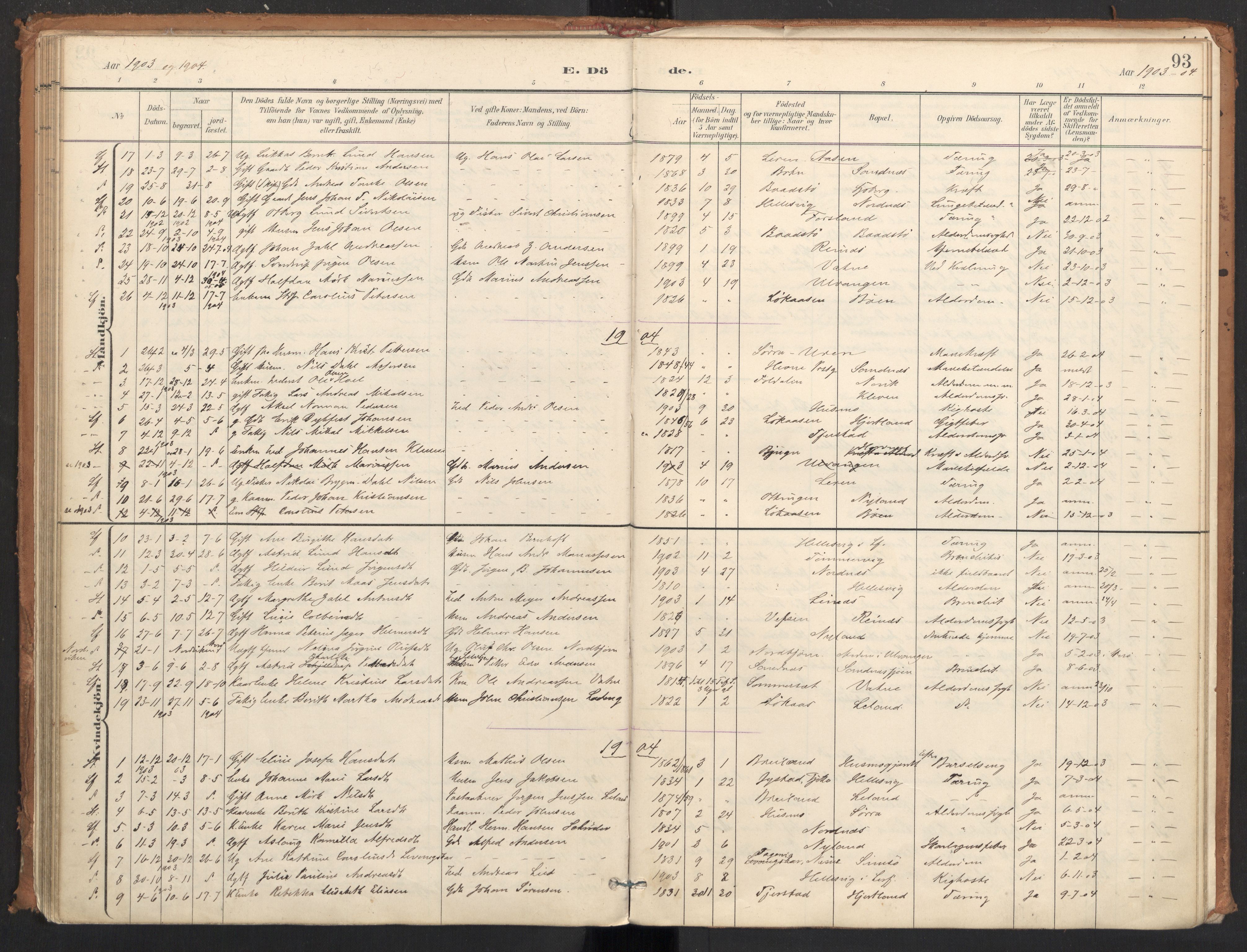 Ministerialprotokoller, klokkerbøker og fødselsregistre - Nordland, AV/SAT-A-1459/831/L0472: Parish register (official) no. 831A03, 1897-1912, p. 93