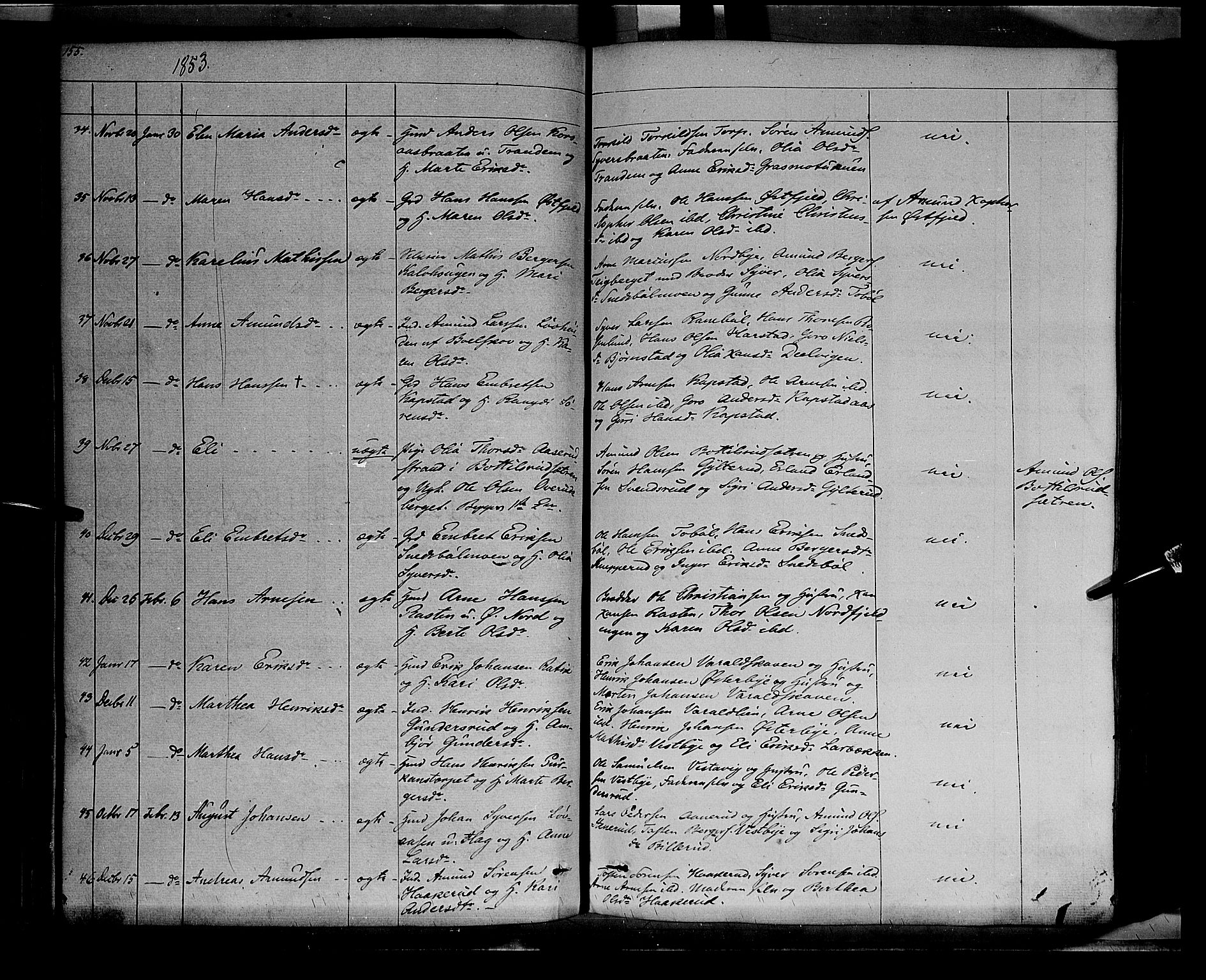 Vinger prestekontor, SAH/PREST-024/H/Ha/Haa/L0009: Parish register (official) no. 9, 1847-1855, p. 155