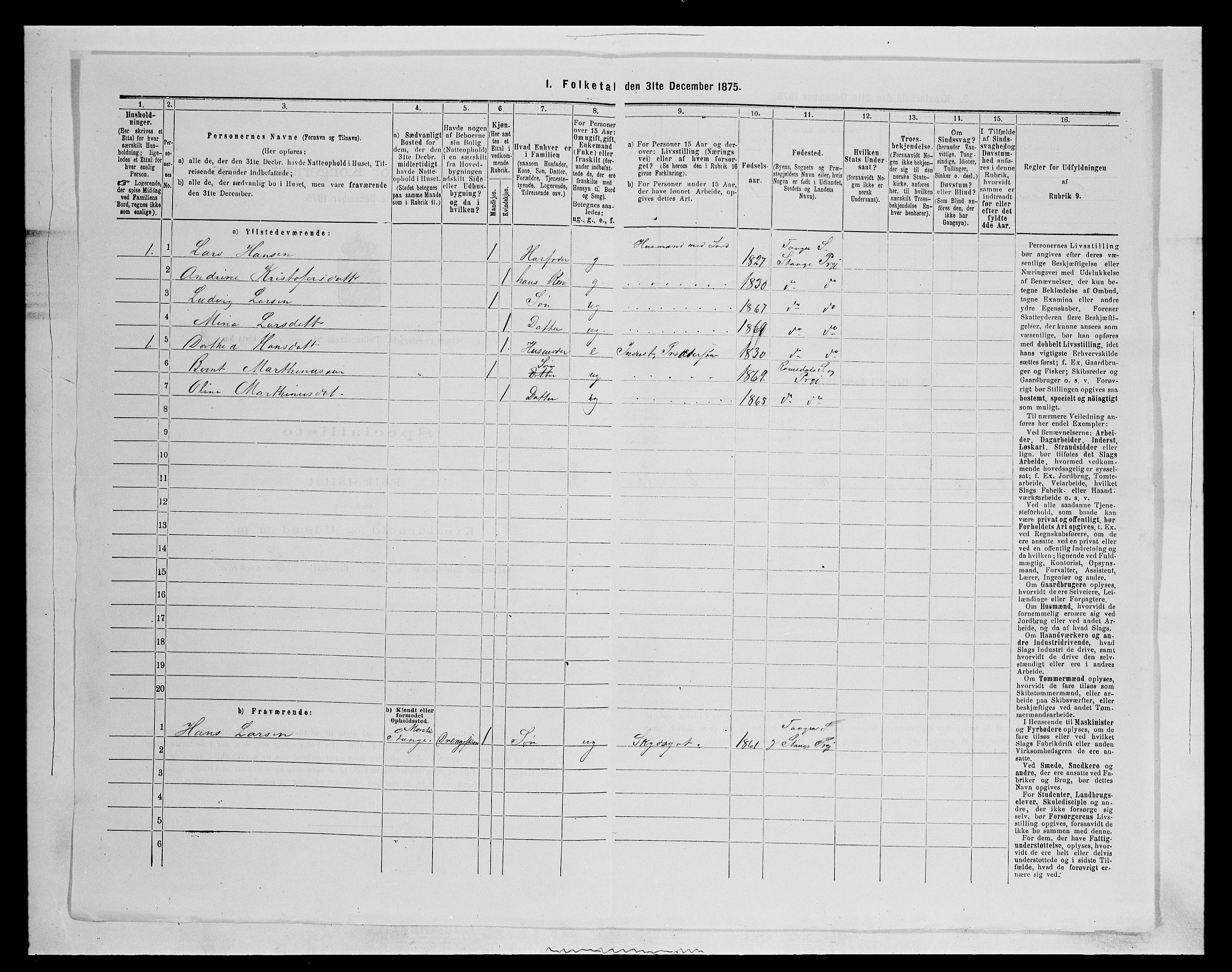 SAH, 1875 census for 0417P Stange, 1875, p. 1985