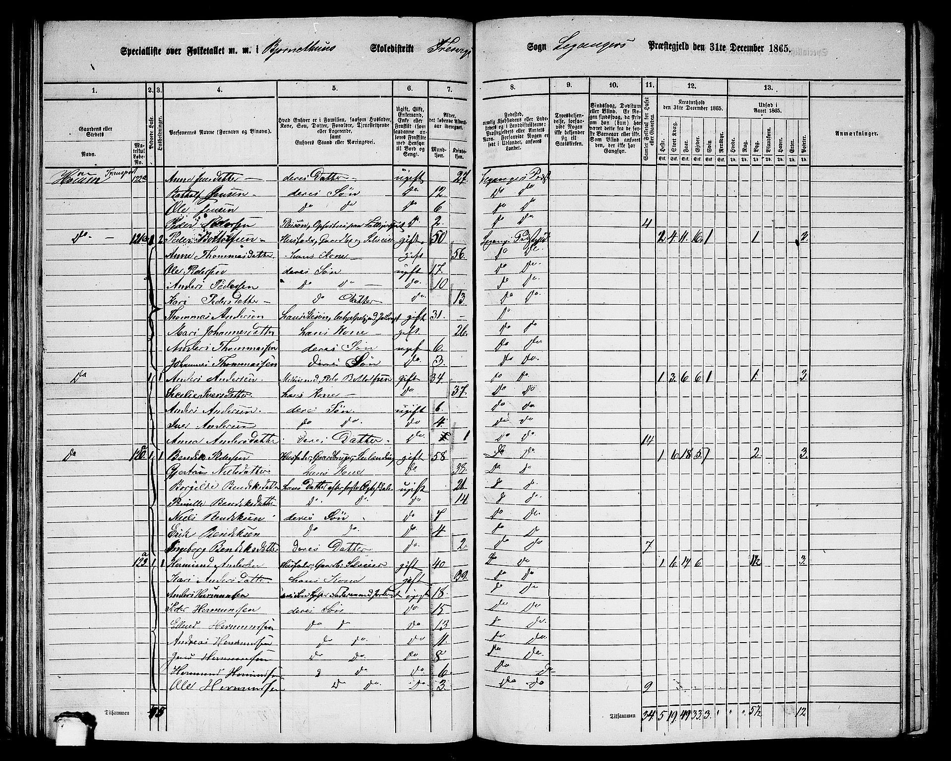 RA, 1865 census for Leikanger, 1865, p. 93