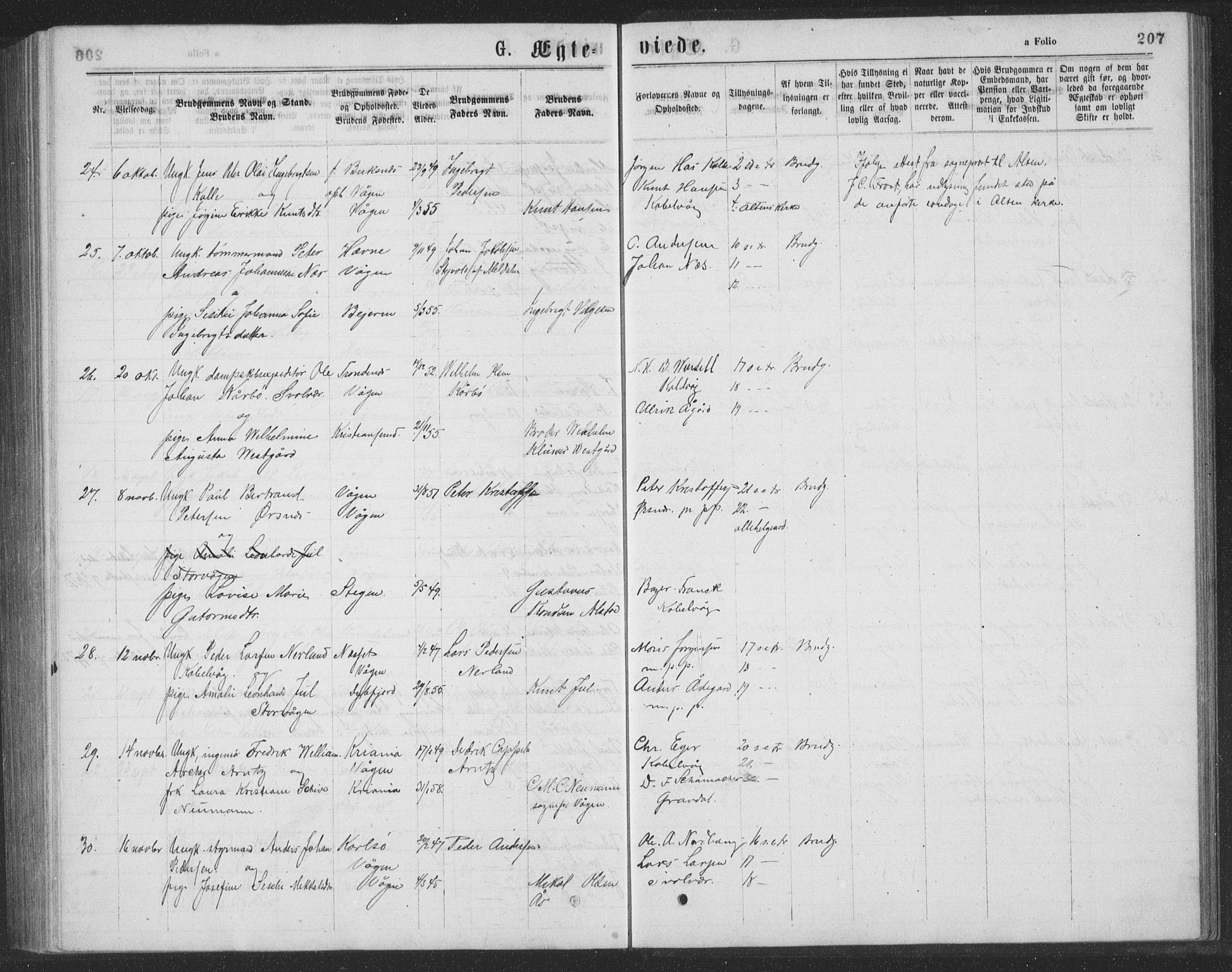 Ministerialprotokoller, klokkerbøker og fødselsregistre - Nordland, SAT/A-1459/874/L1075: Parish register (copy) no. 874C04, 1876-1883, p. 207
